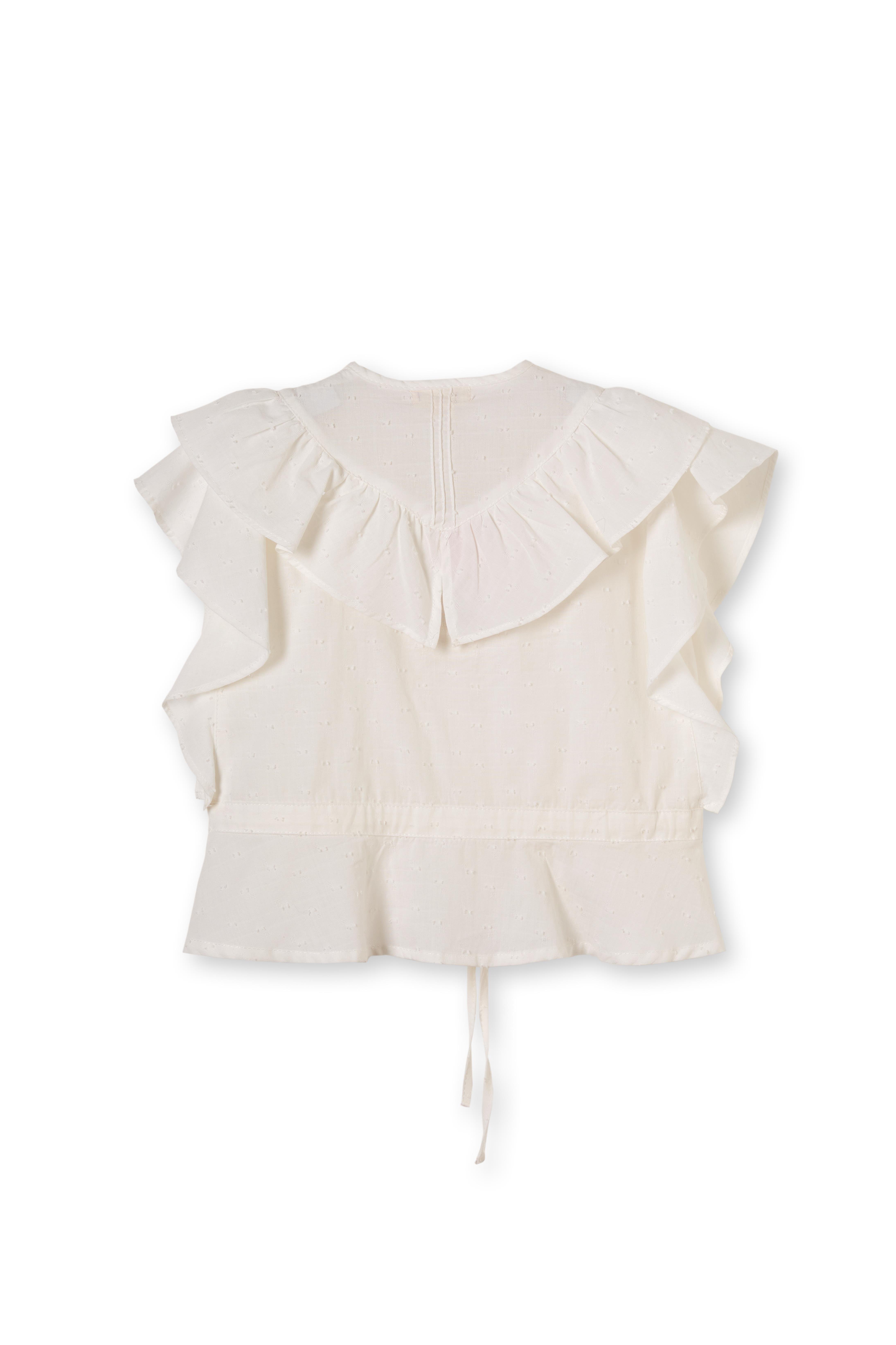 Beyaz Fırfırlı Doğal Pamuk Kız Çocuk Gömlek