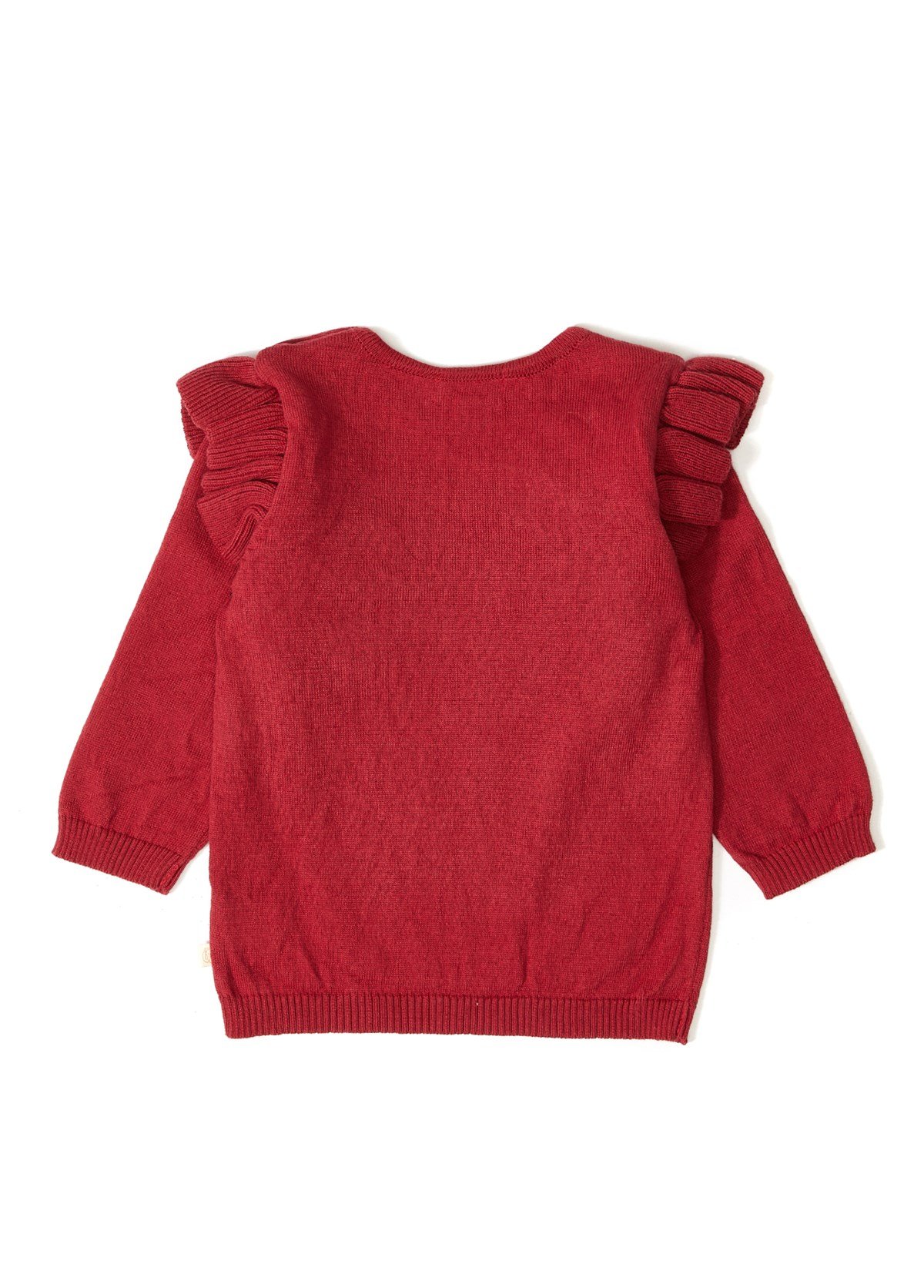 Bordo Organik Pamuk Kalp Desenli Triko Kız Bebek İkili Takım