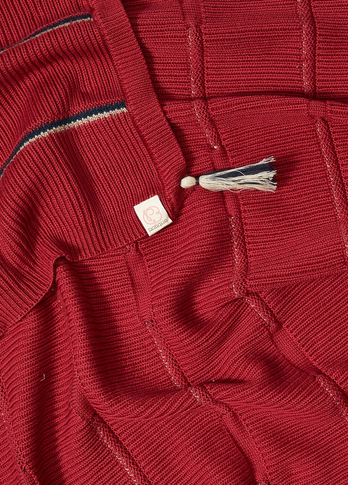 Bordo Organik Pamuk Püsküllü Bebek Battaniyesi