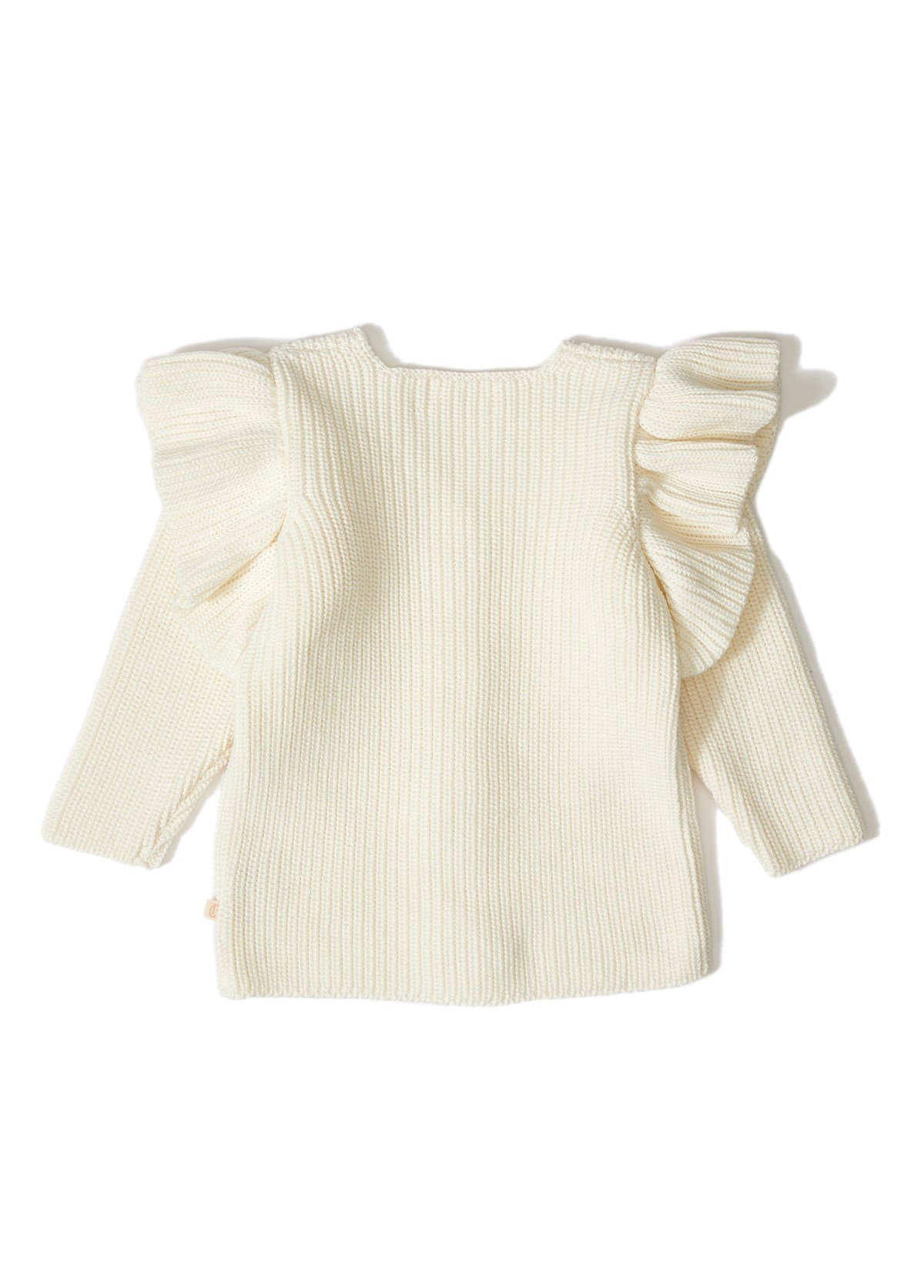 Ekru Çiçek Düğmeli Organik Pamuk Triko Kız Bebek Hırka