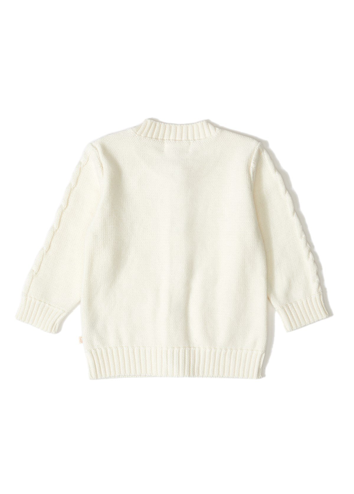 Ekru Ponpon Düğmeli Organik Pamuklu Kız Bebek Triko Hırka