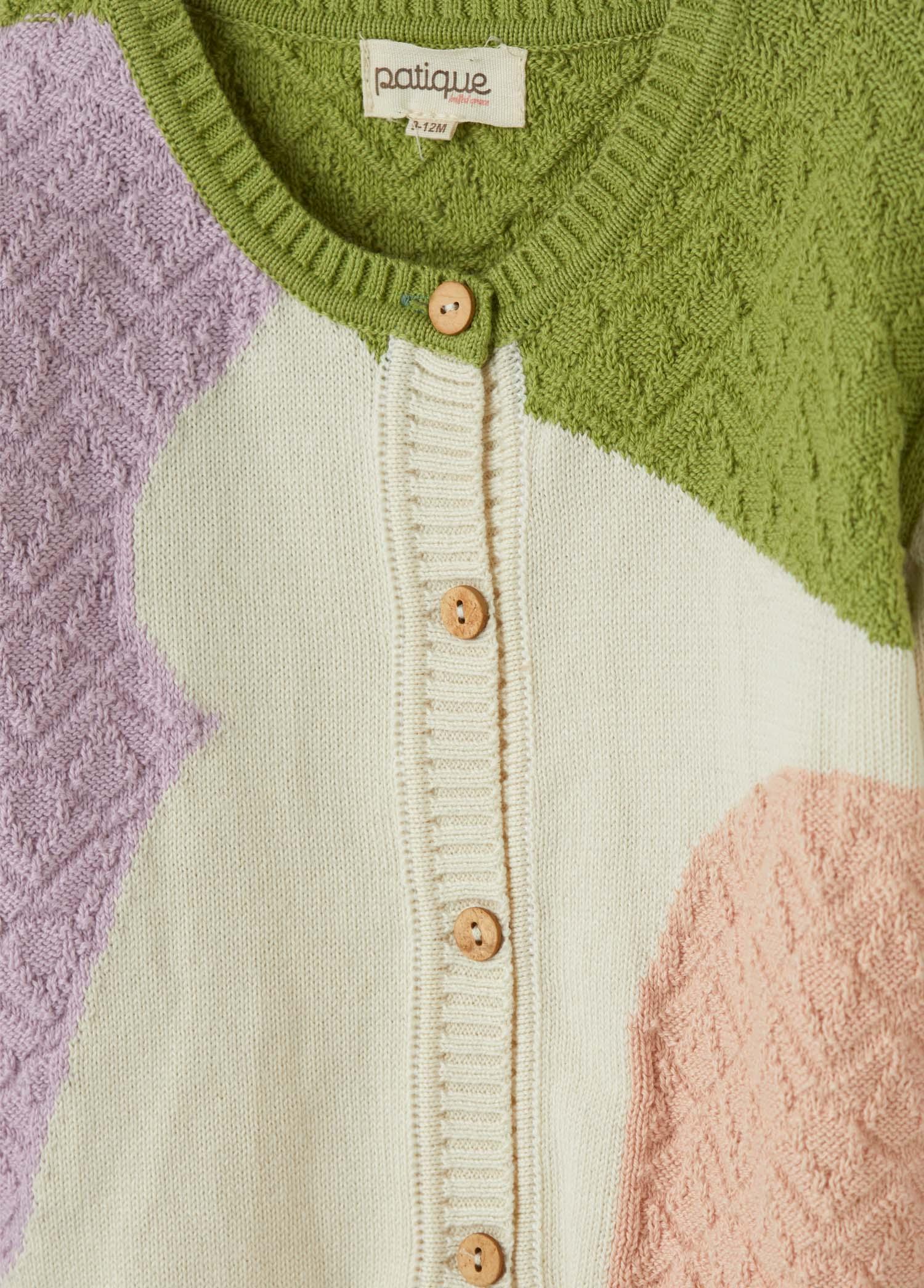 Ekru Organik Pamuk Patchwork Hırka