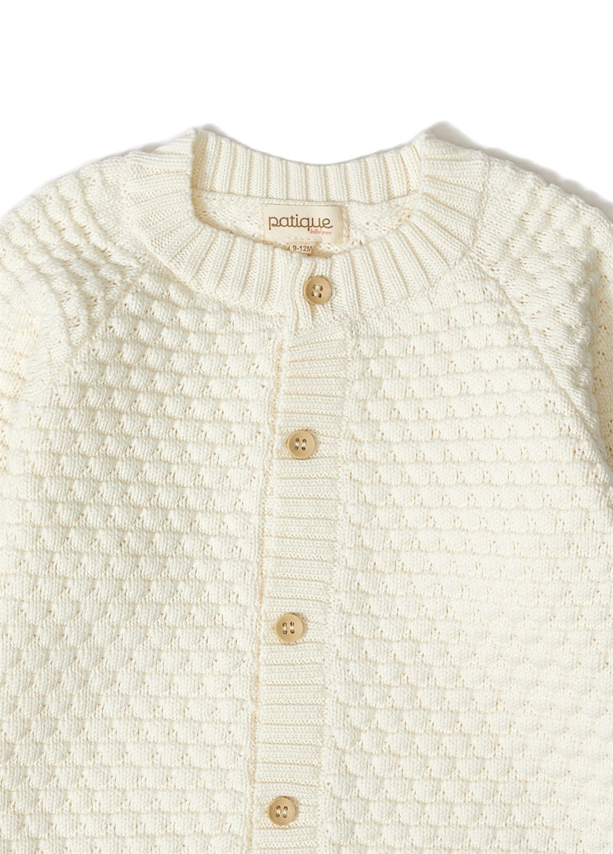 Ekru Organik Pamuk Triko Bebek Hırka