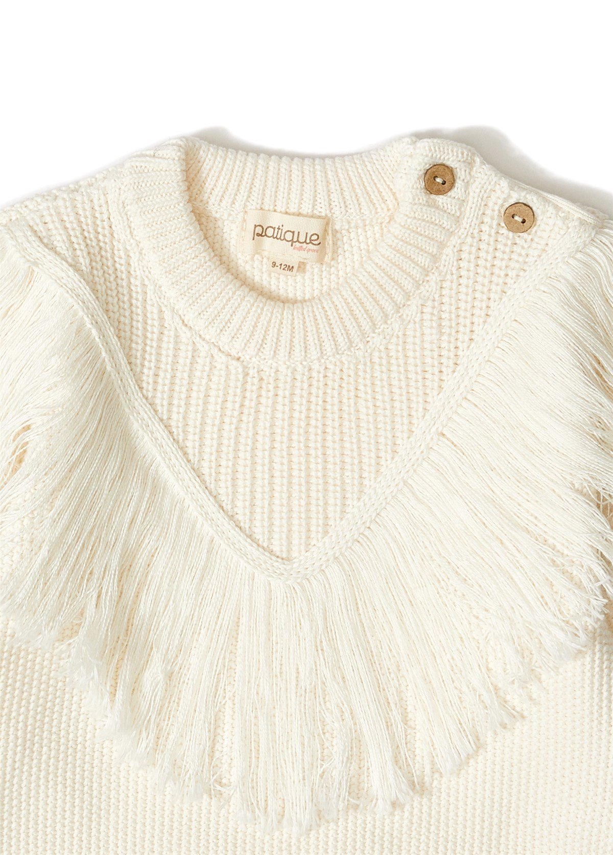 Ecru Organic Cotton Baby Sweater with Tassel