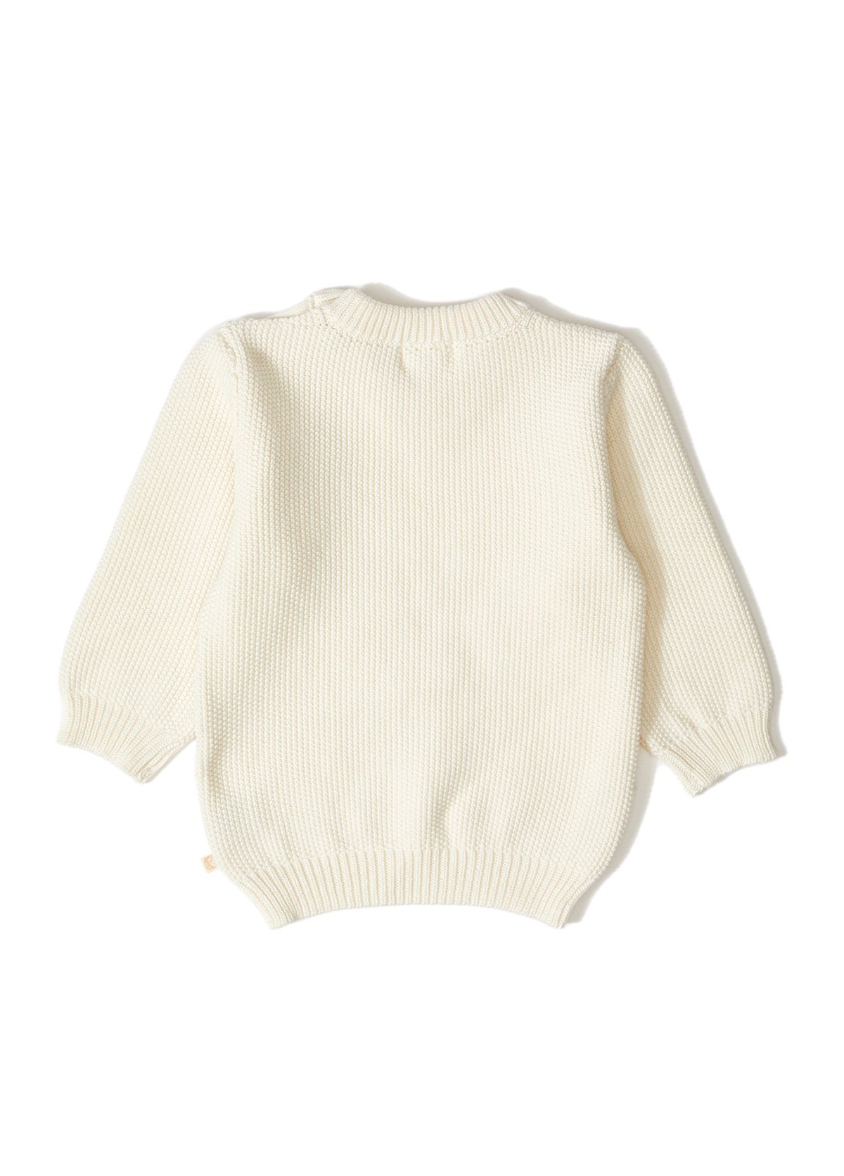 Ecru Organic Cotton Baby Sweater with Tassel