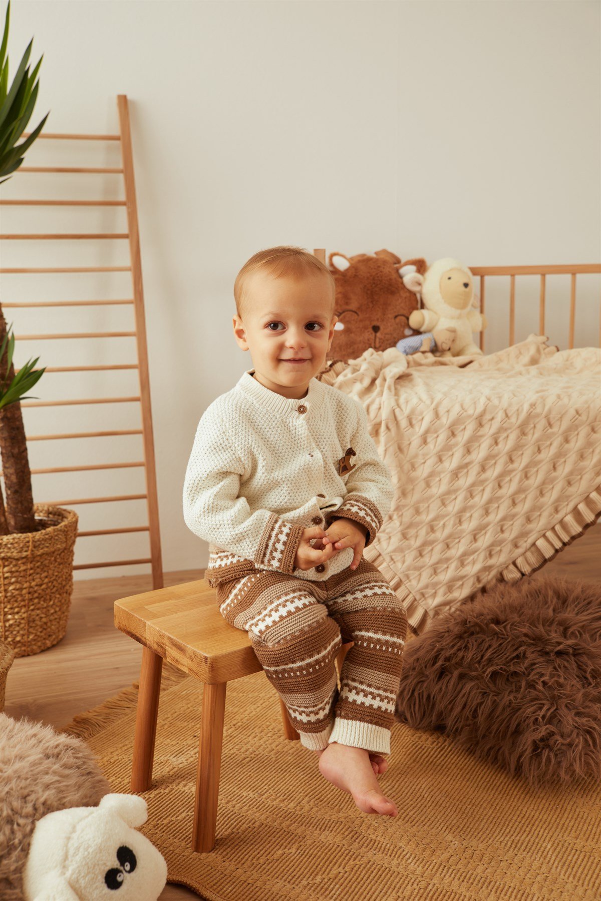 Ekru Triko Örme İkili Takım