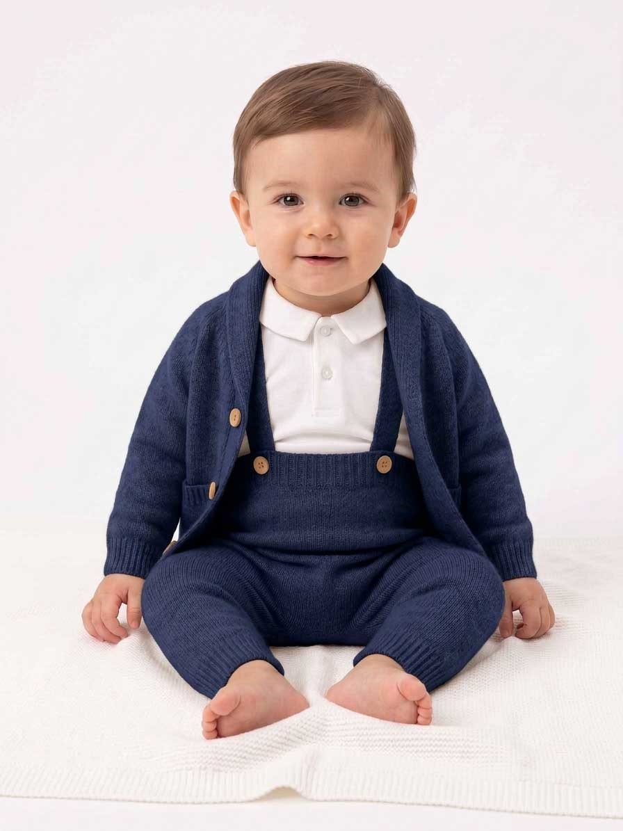 Erkek Bebek Lacivert Kışlık Üçlü Salopet Takım