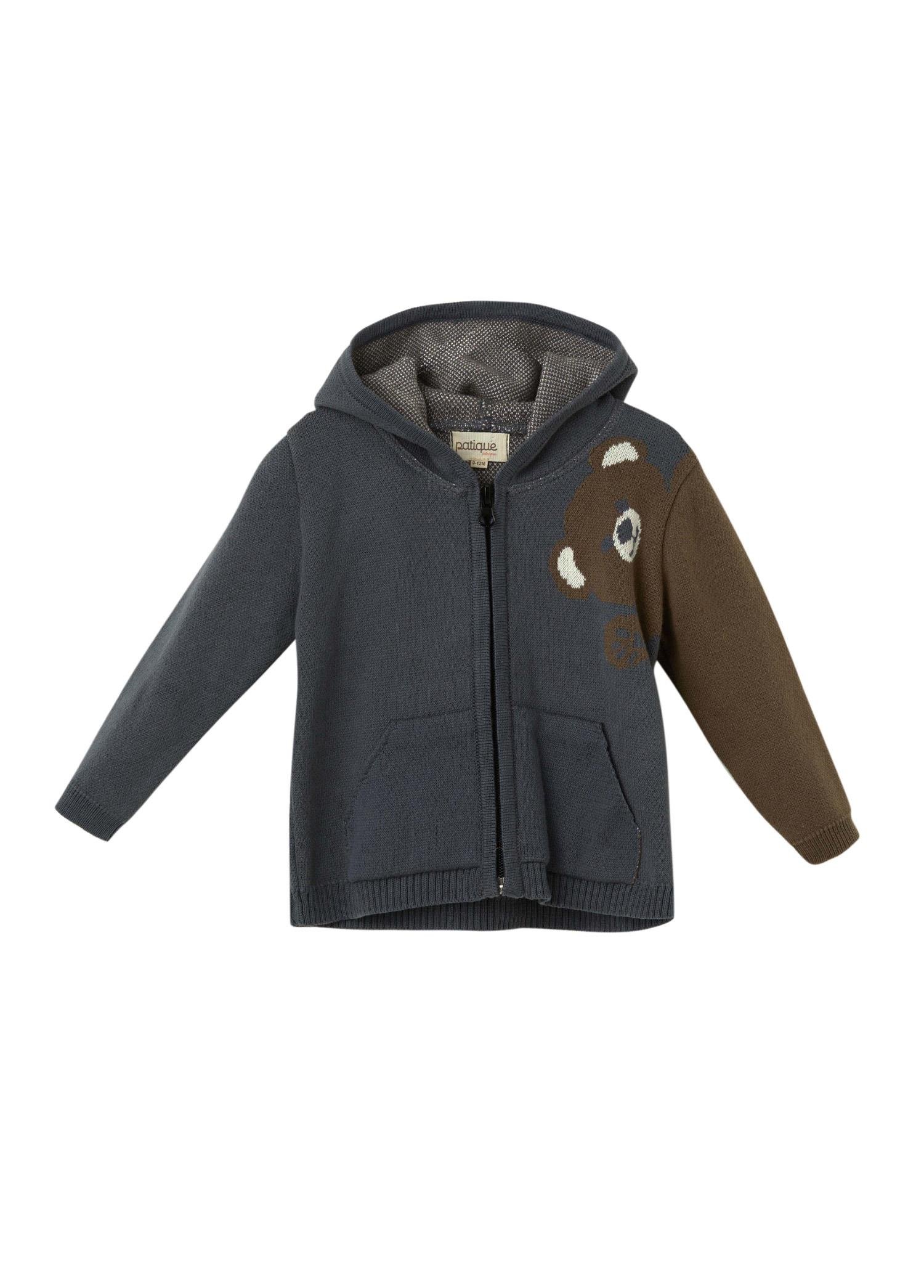 Füme Organik Pamuk Kapüşonlu Fermuarlı Hırka