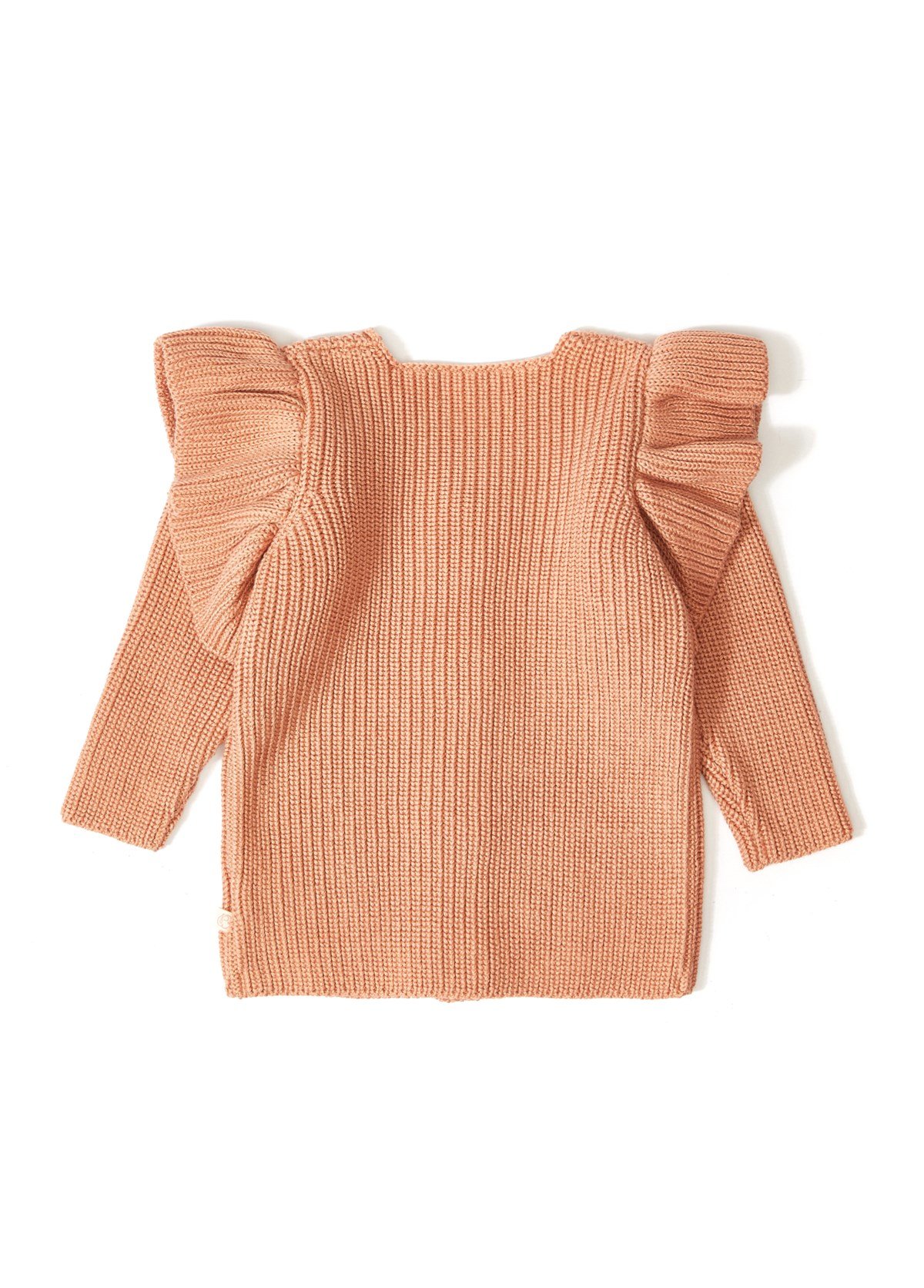 Gül Kurusu Çiçek Düğmeli Organik Pamuk Triko Kız Bebek Hırka