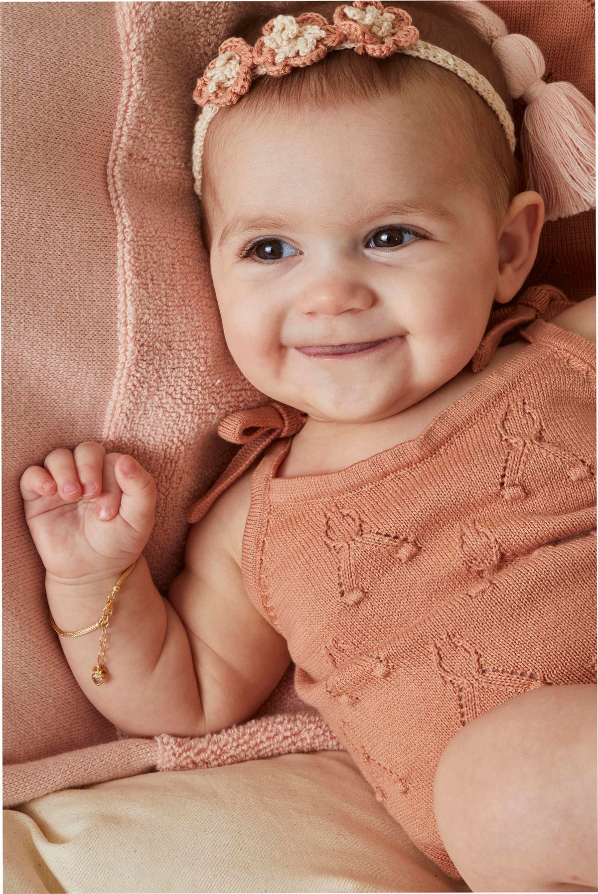 Gül Kurusu Kız Bebek Organik Pamuk Kirazlı İkili Takım