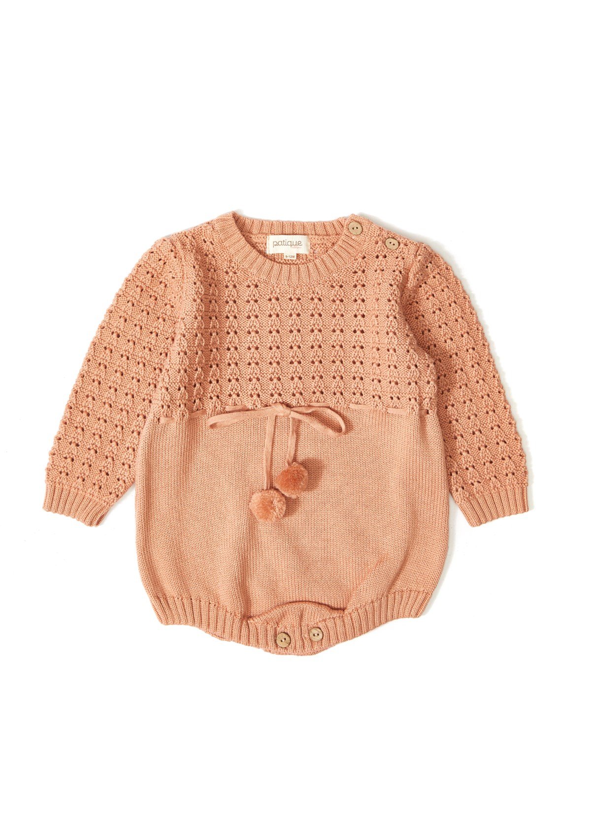 Rose Organic Cotton Salopet Romper with Pompom for Baby Girl 