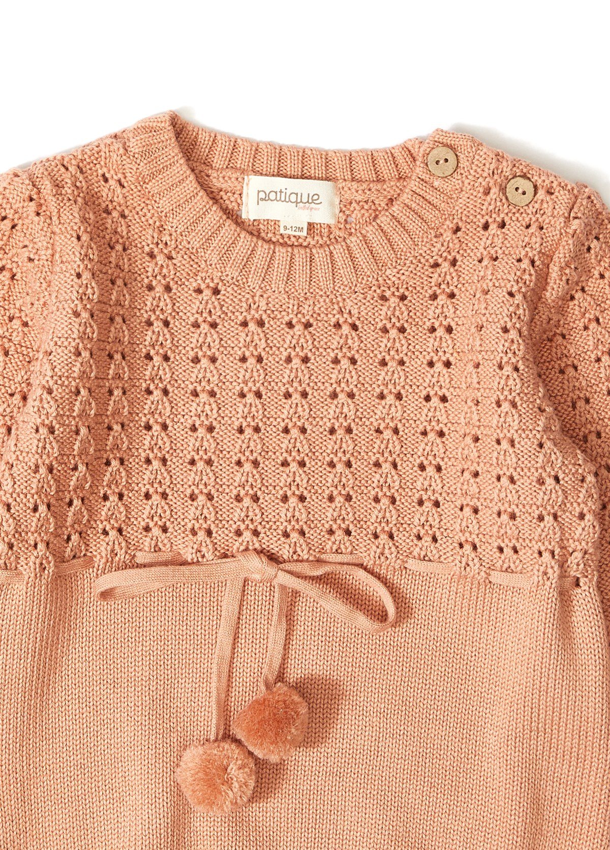 Rose Organic Cotton Salopet Romper with Pompom for Baby Girl 