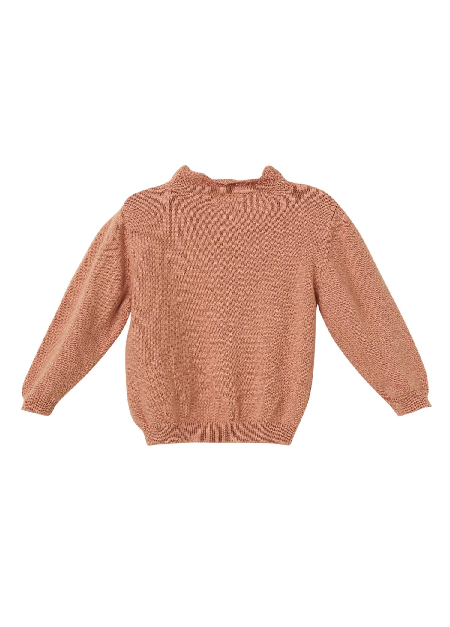 Gül Kurusu Organik Pamuk Çiçek Detaylı Hırka