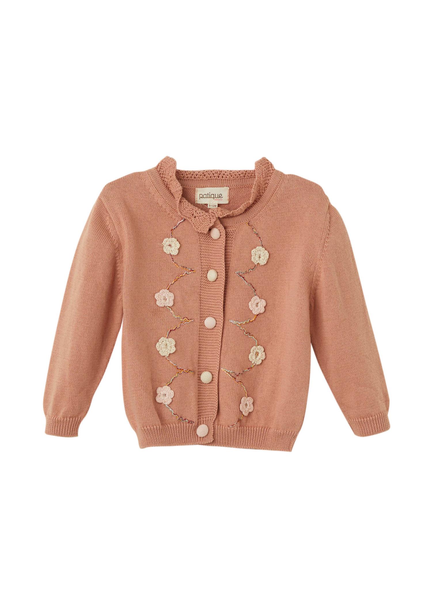 Gül Kurusu Organik Pamuk Çiçek Detaylı Hırka