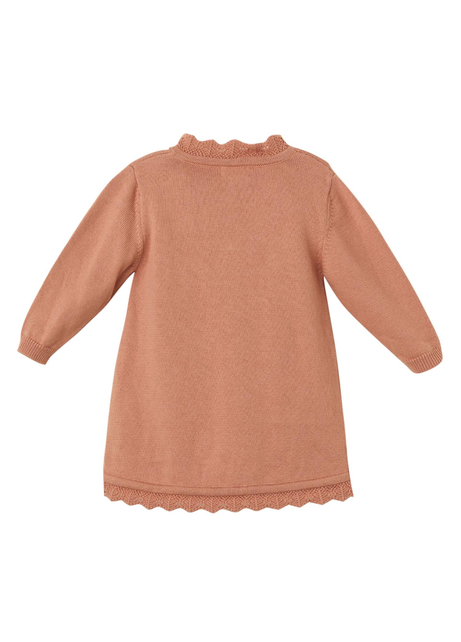 Gül Kurusu Organik Pamuk Çiçek Detaylı Elbise