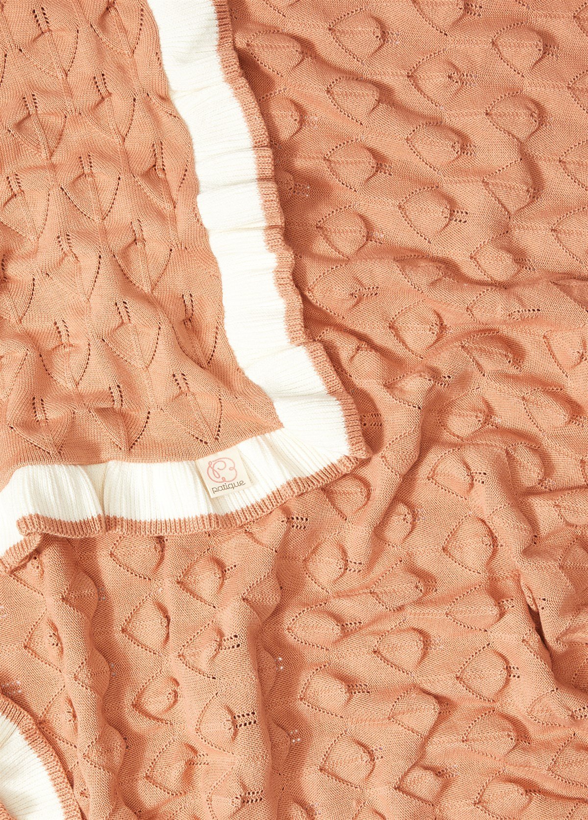 Gül Kurusu Organik Pamuk Fırfırlı Bebek Battaniyesi