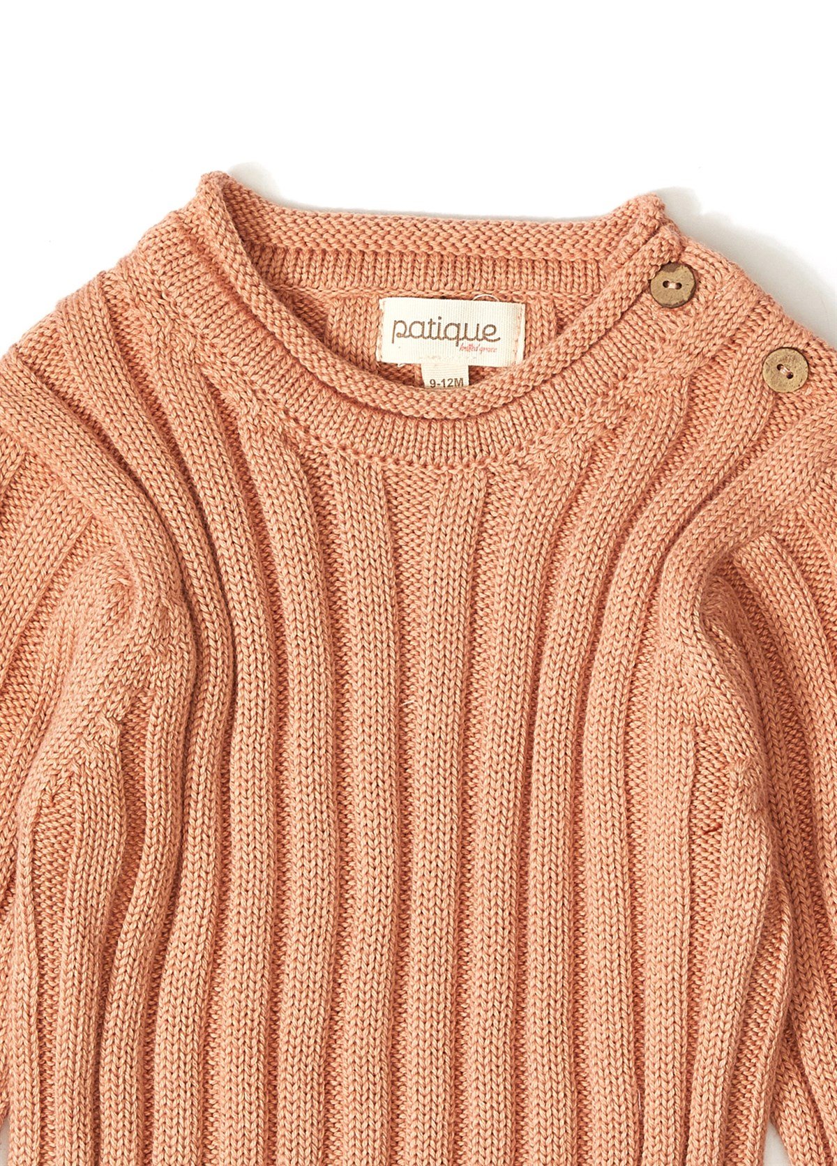 Rose Organic Cotton Ribbed Baby Sweater