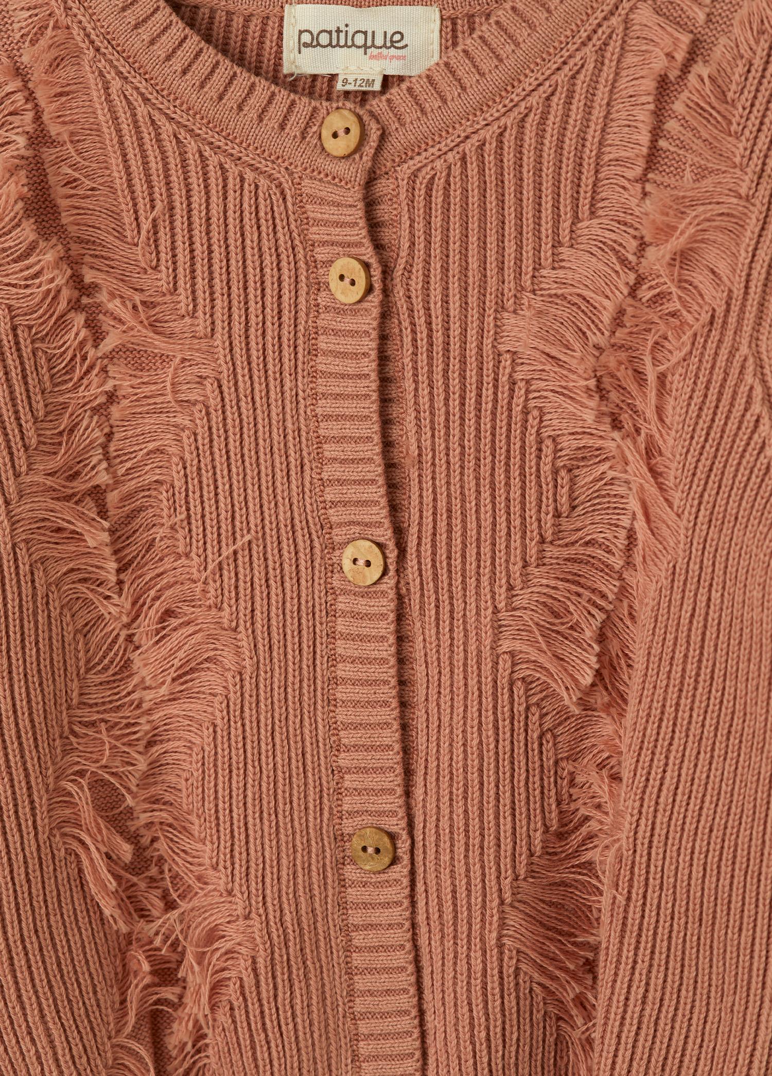 Gül Kurusu Organik Pamuk Püsküllü Hırka