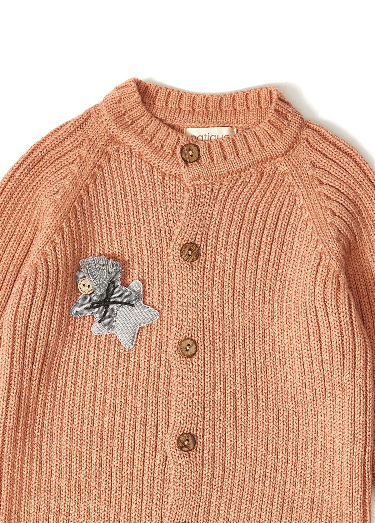 Rose Organic Cotton Long Sleeve Romper with Button