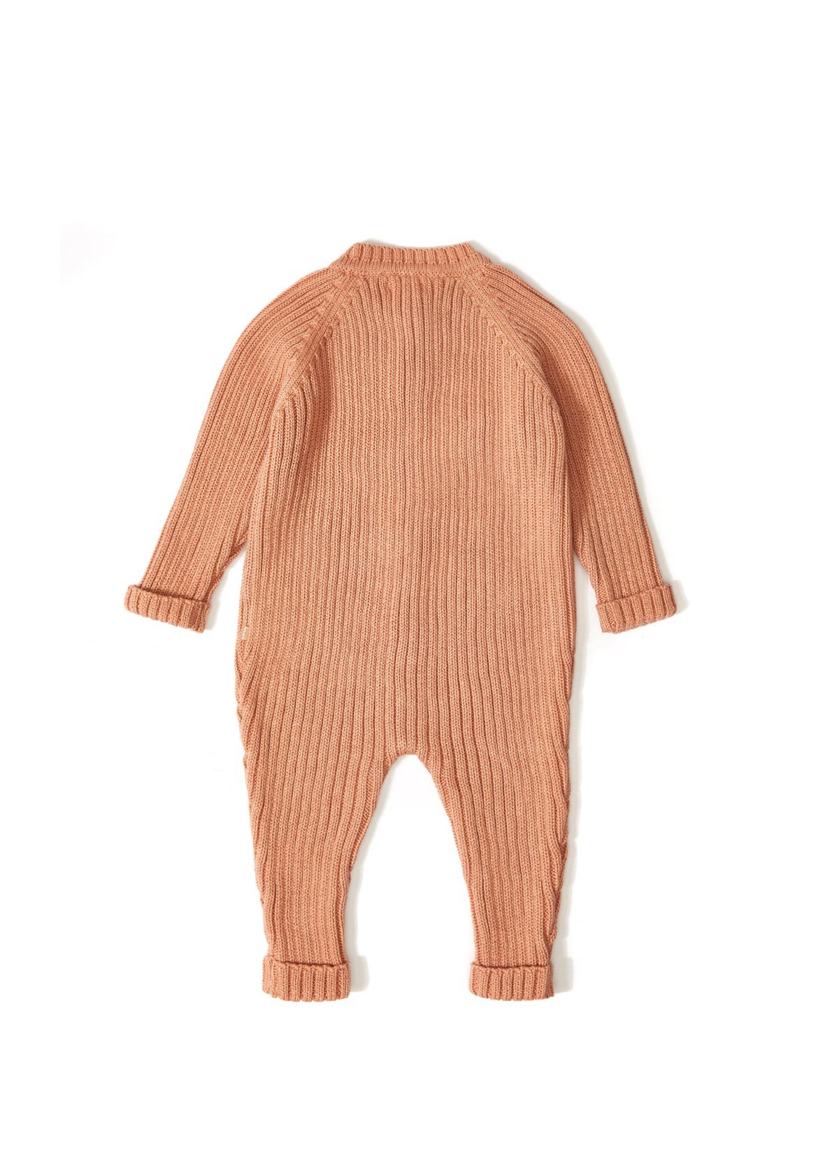 Rose Organic Cotton Long Sleeve Romper with Button