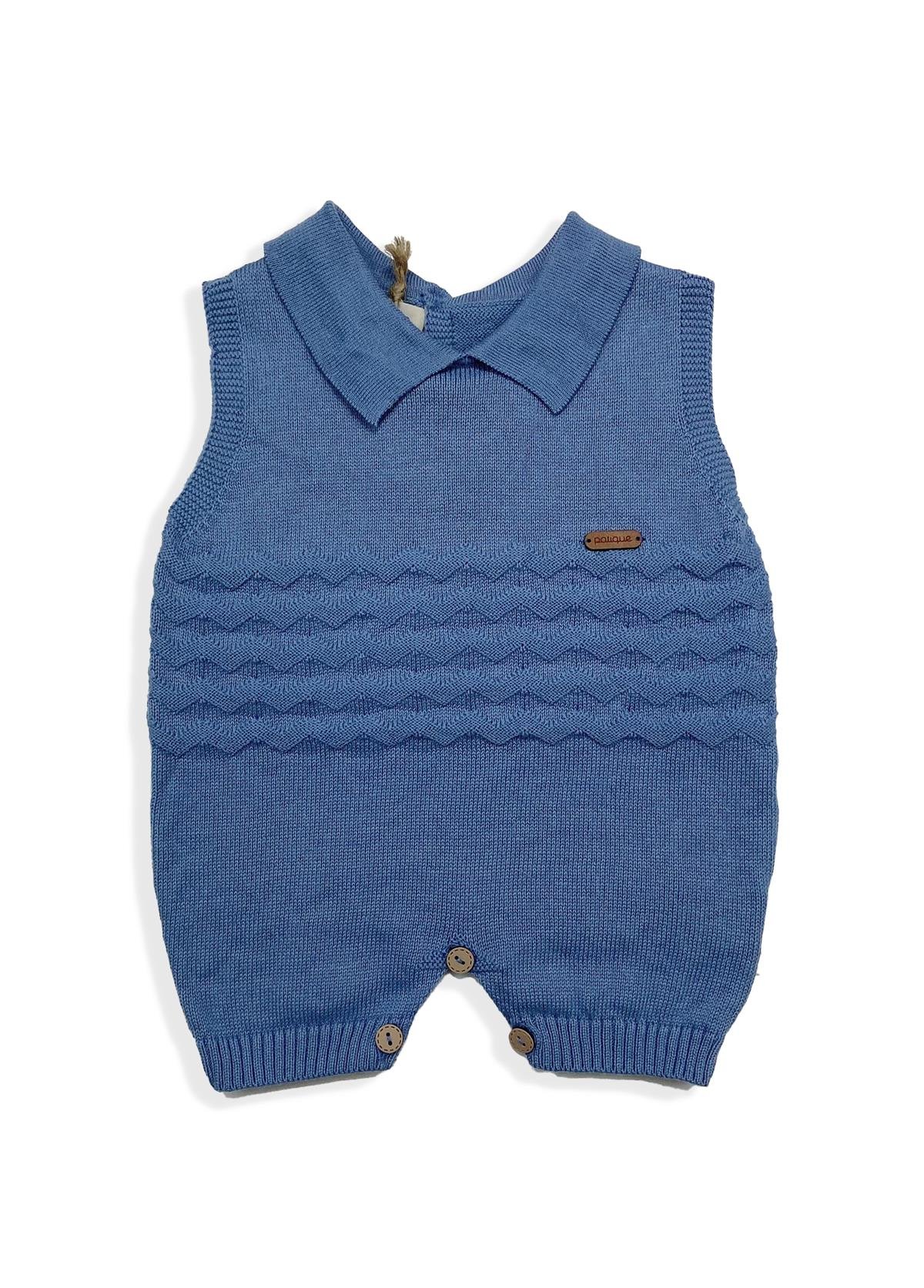 İndigo Erkek Bebek Organik Pamuk  Zikzaklı Şort Erkek Tulum