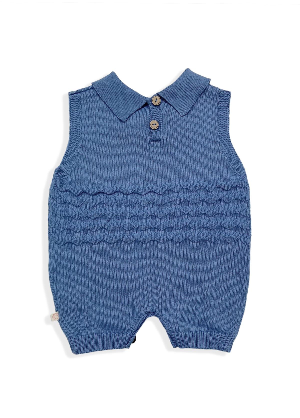 İndigo Erkek Bebek Organik Pamuk  Zikzaklı Şort Erkek Tulum