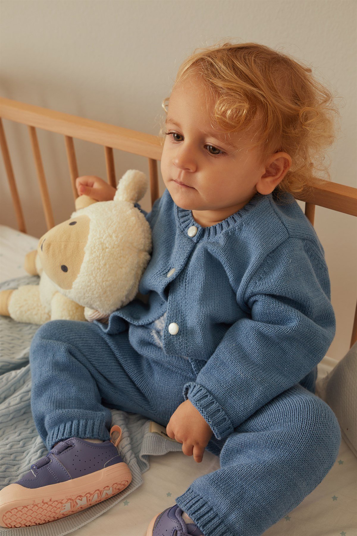 İndigo Kedi Desenli Triko Organik Pamuk Unisex Çocuk İkili Takım