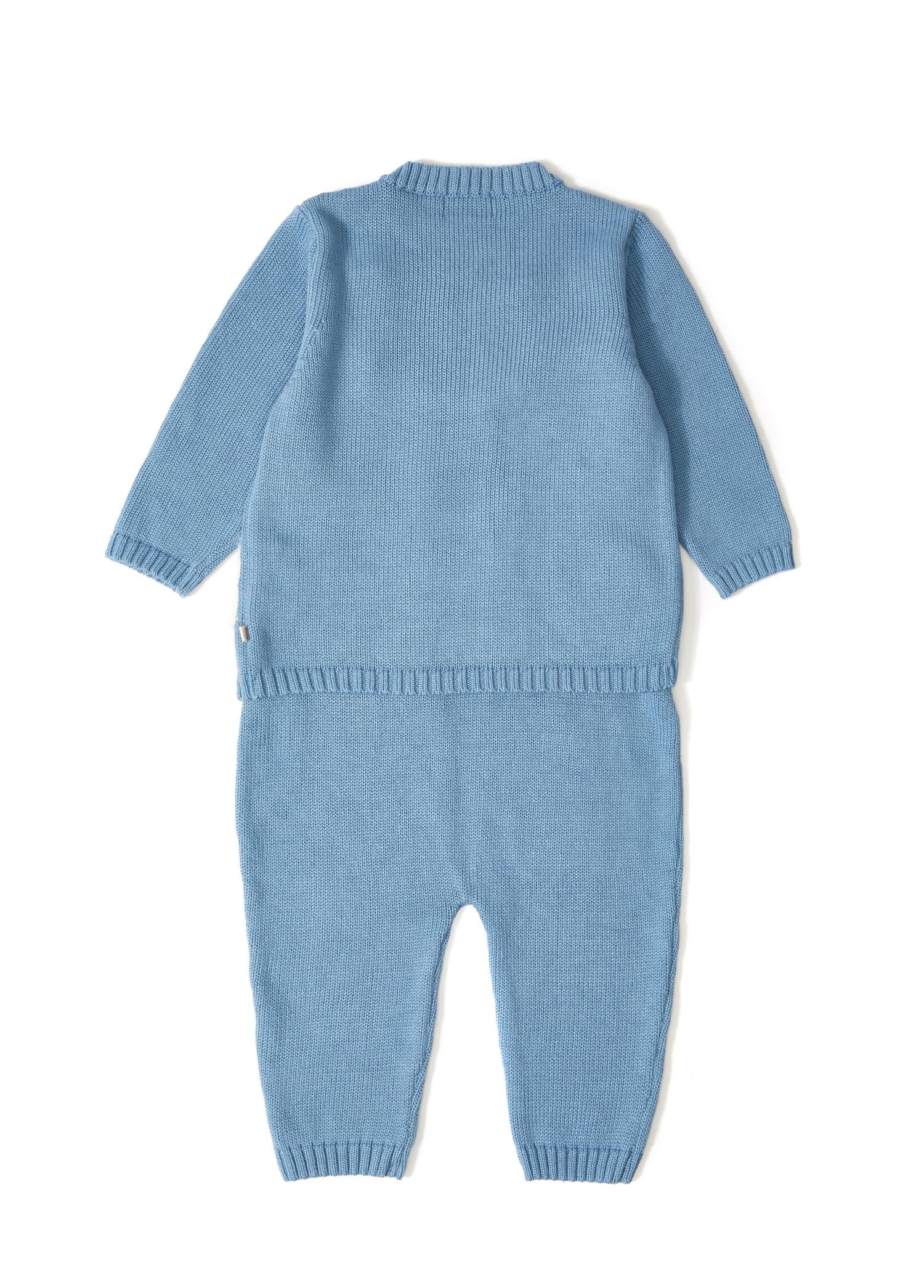 İndigo Kedi Desenli Triko Organik Pamuk Unisex Çocuk İkili Takım