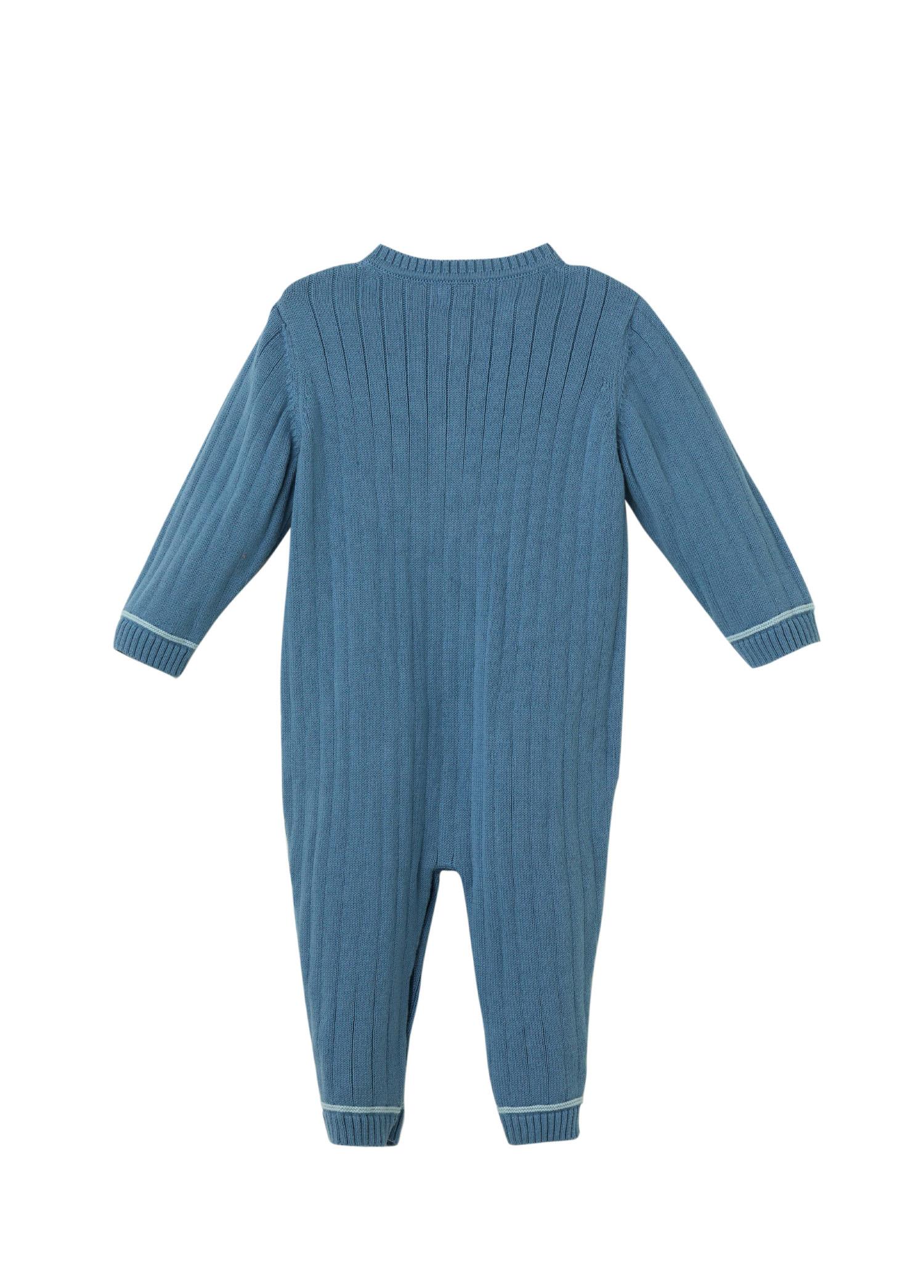 İndigo Organik Pamuk Fitilli Bebek Tulum