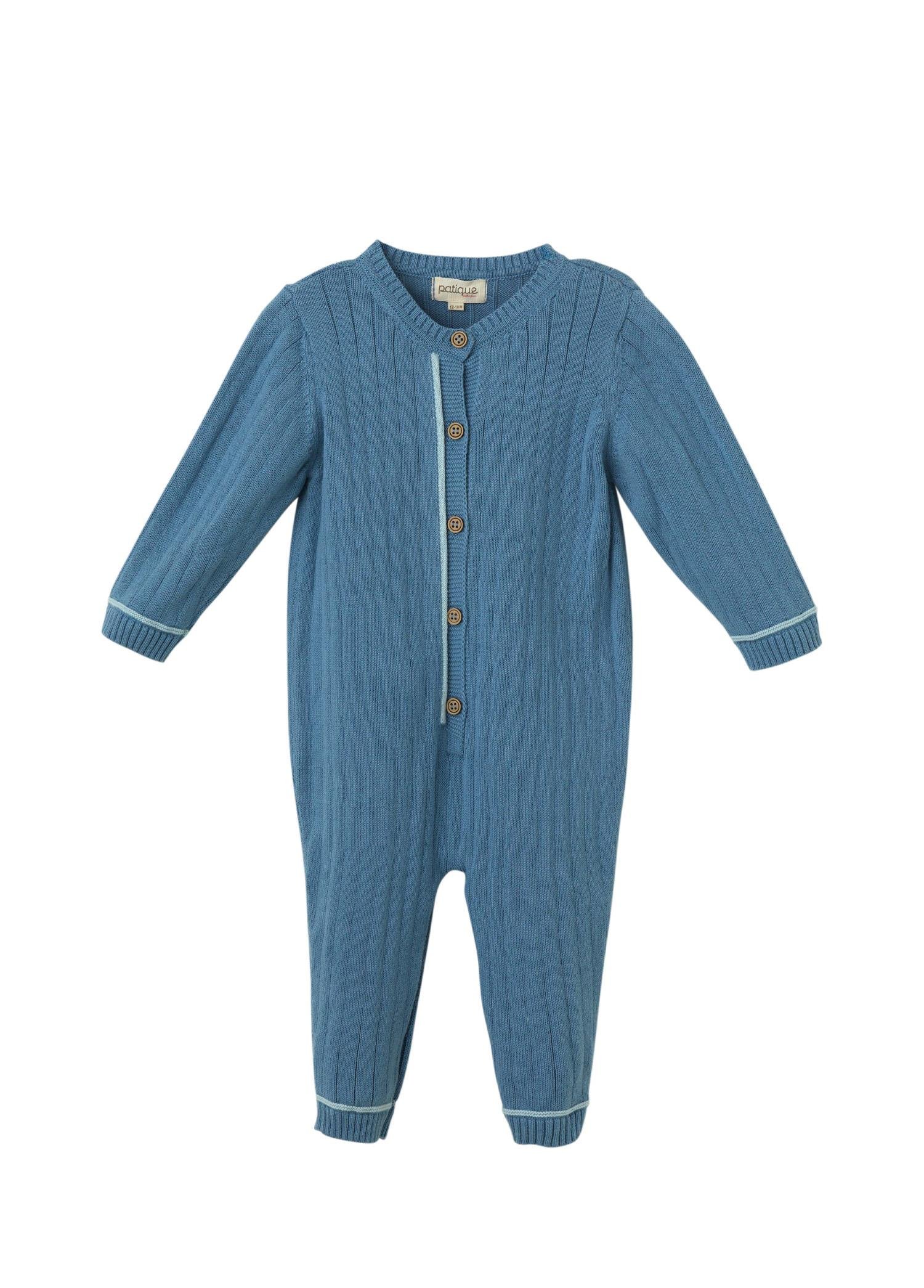 İndigo Organik Pamuk Fitilli Bebek Tulum