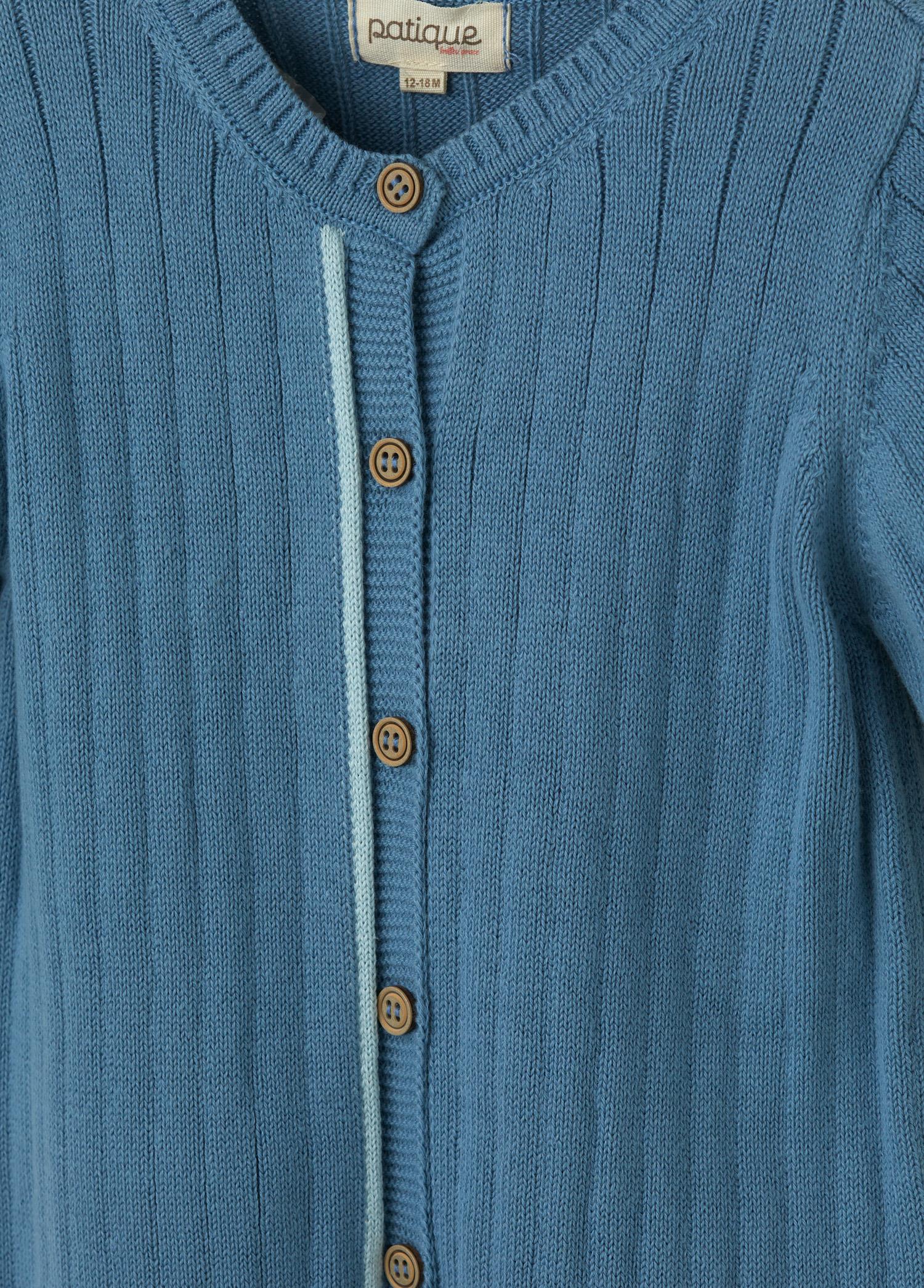 İndigo Organik Pamuk Fitilli Bebek Tulum