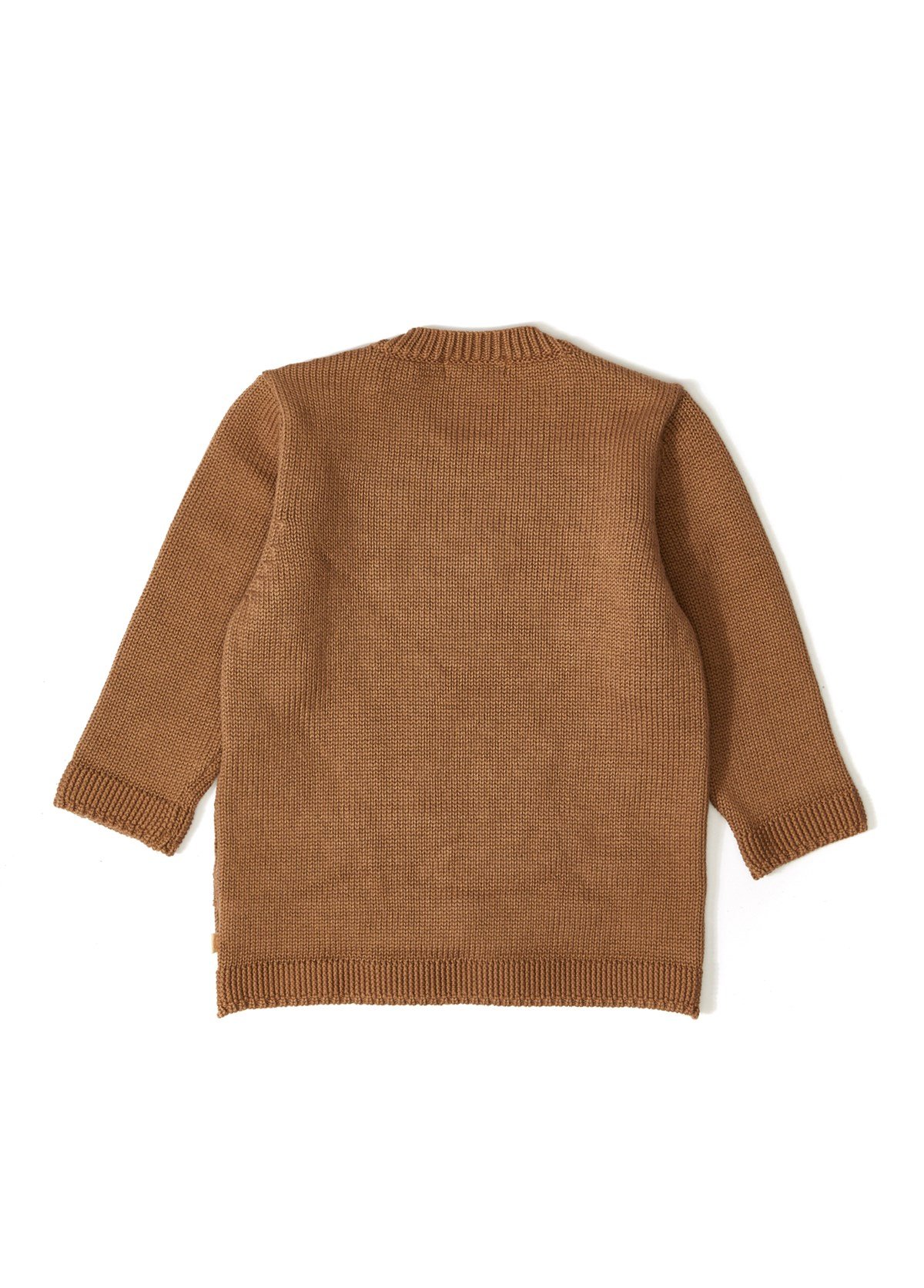 Kahve Kız Bebek Organik Pamuk Triko Kazak