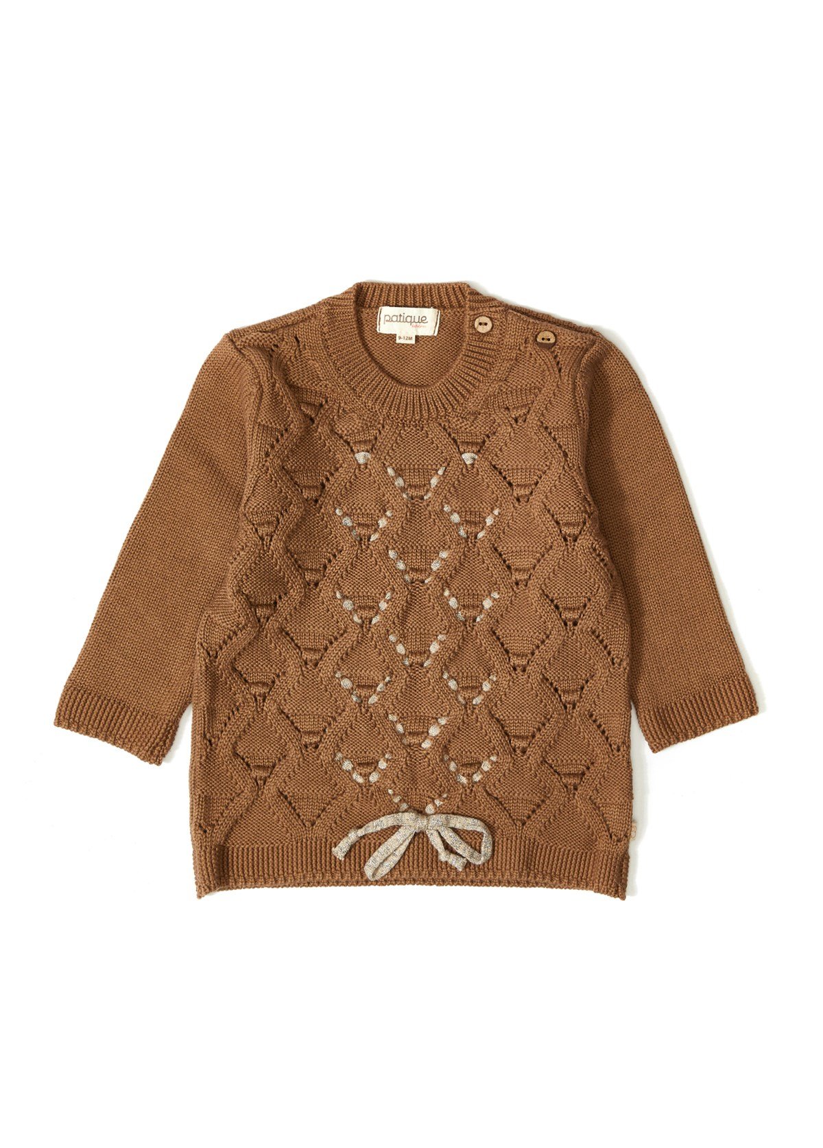 Kahve Kız Bebek Organik Pamuk Triko Kazak