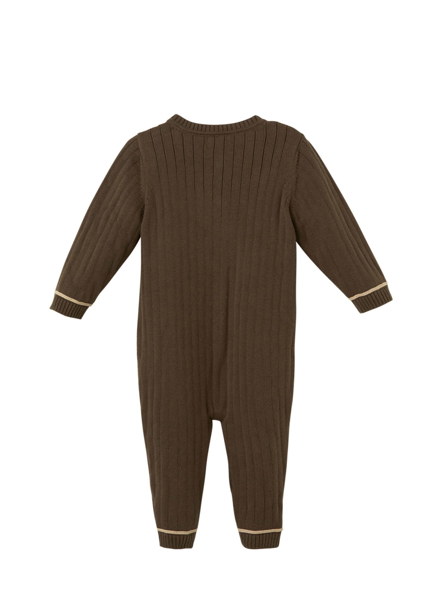 Kahve Organik Pamuk Fitilli Bebek Tulum