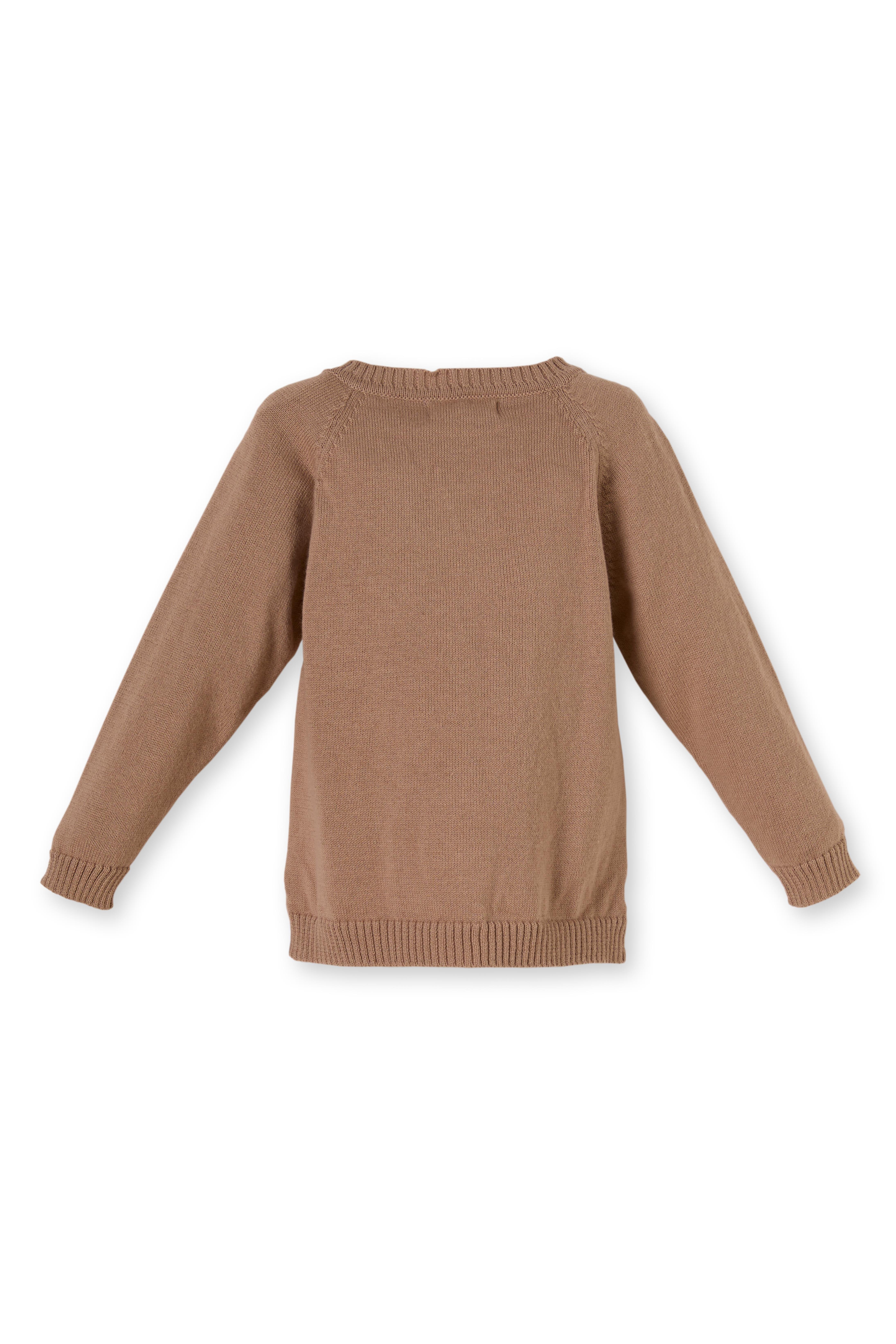 Kahverengi Organik Pamuklu Örgü Desenli İkili Triko Erkek Çocuk Takımı