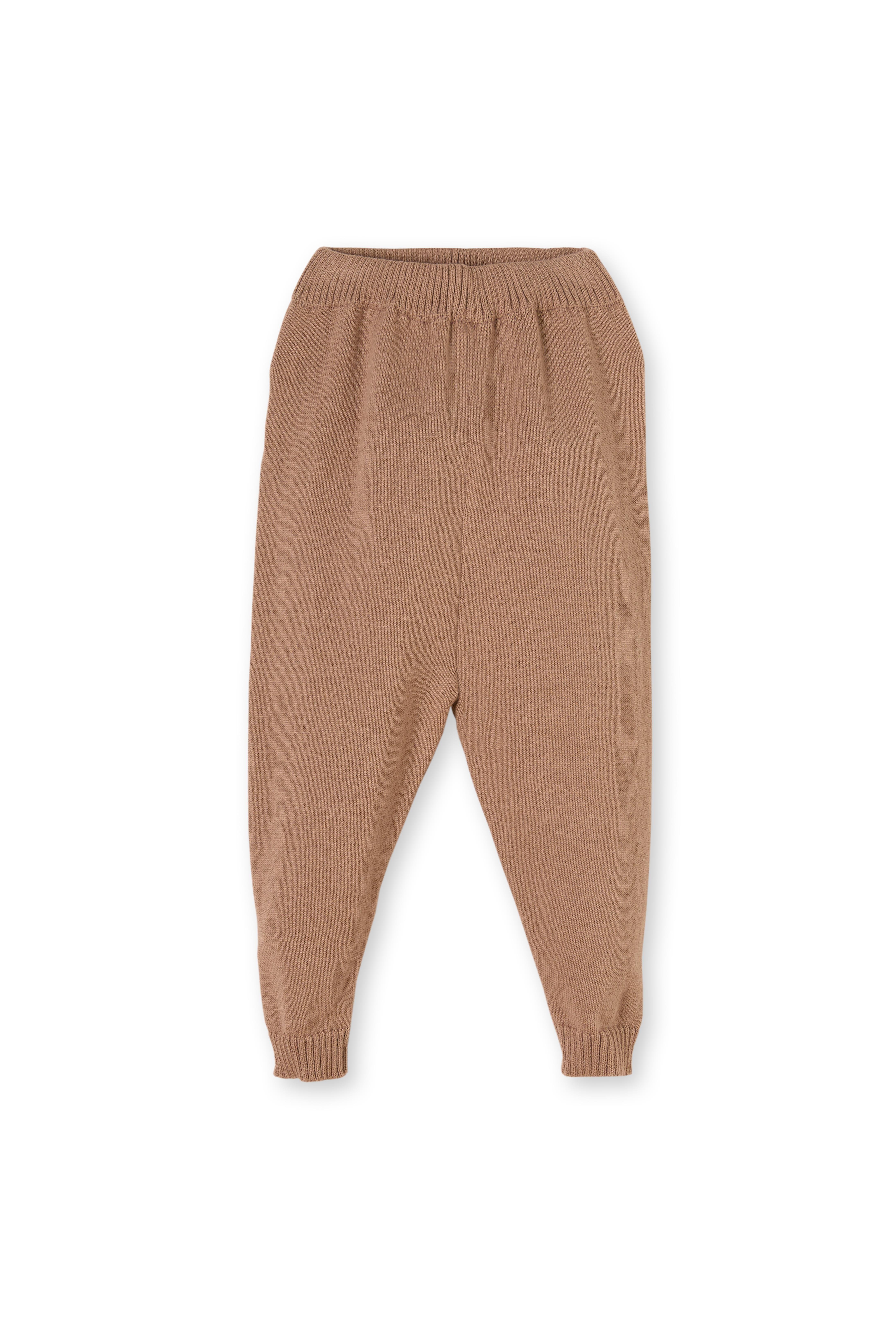 Kahverengi Organik Pamuklu Örgü Desenli İkili Triko Erkek Çocuk Takımı