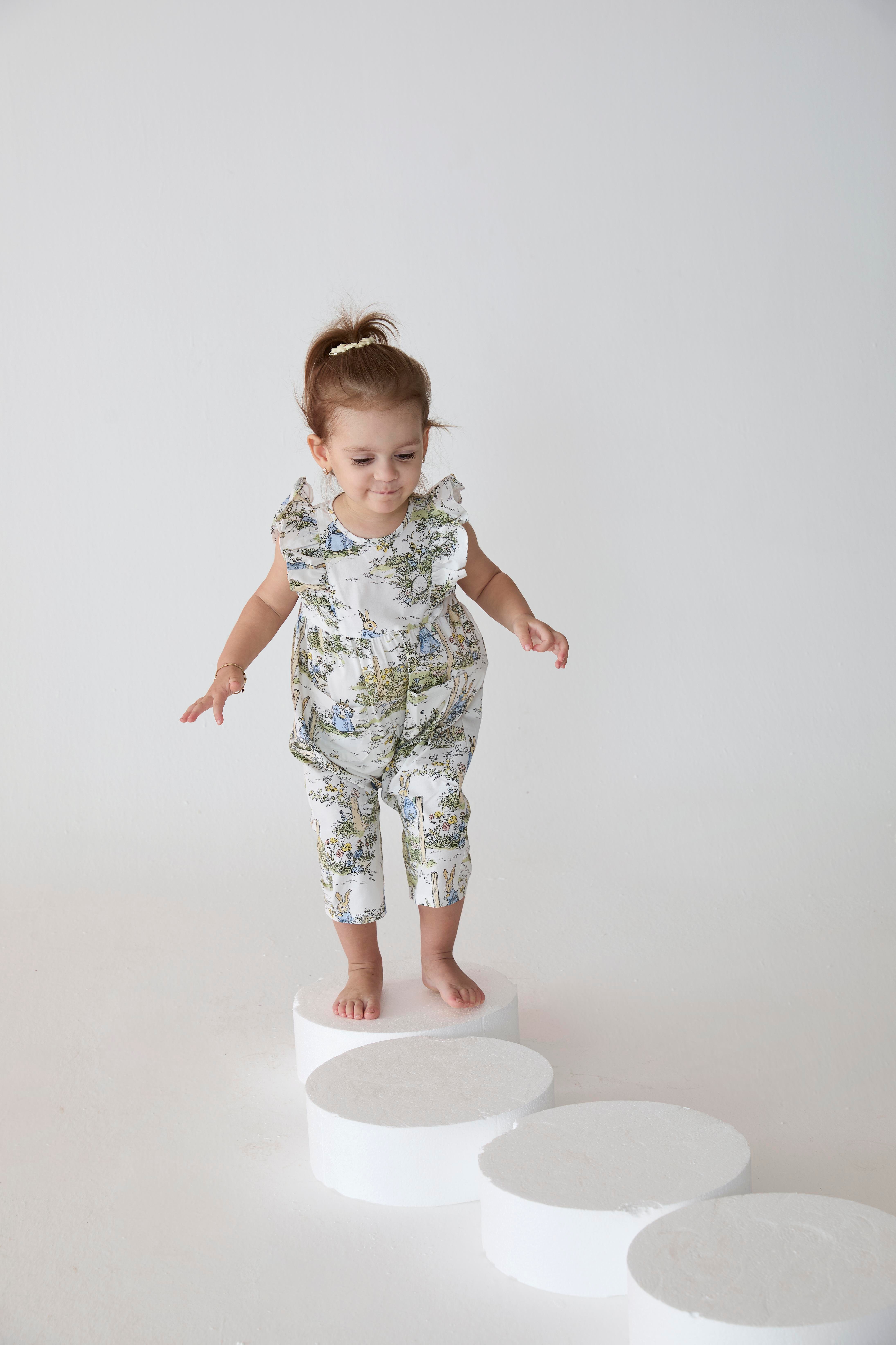 Krem Keten Nakışlı Pamuklu Kız Çocuk Elbise