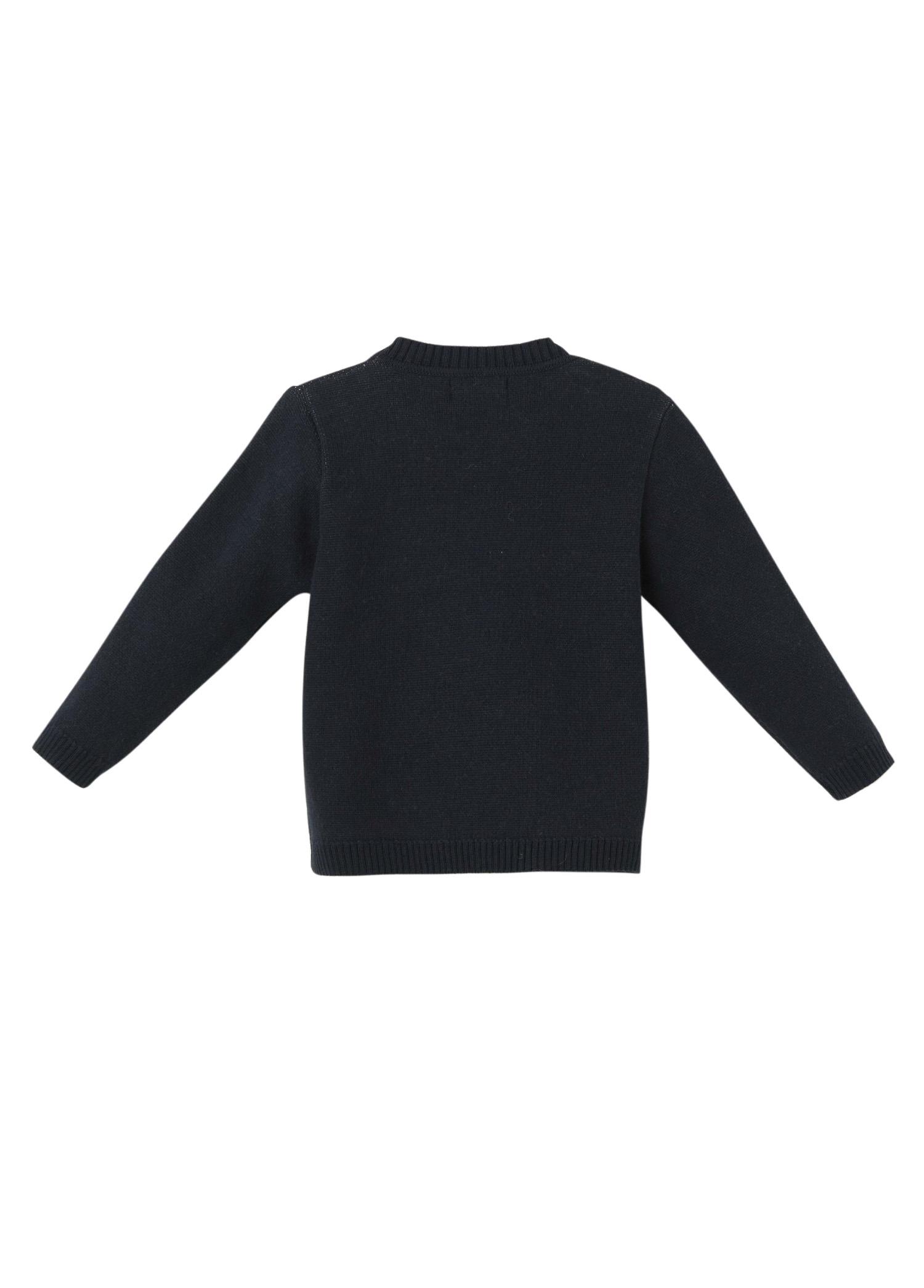 Lacivert Organik Pamuk Penguen Desenli Kazak