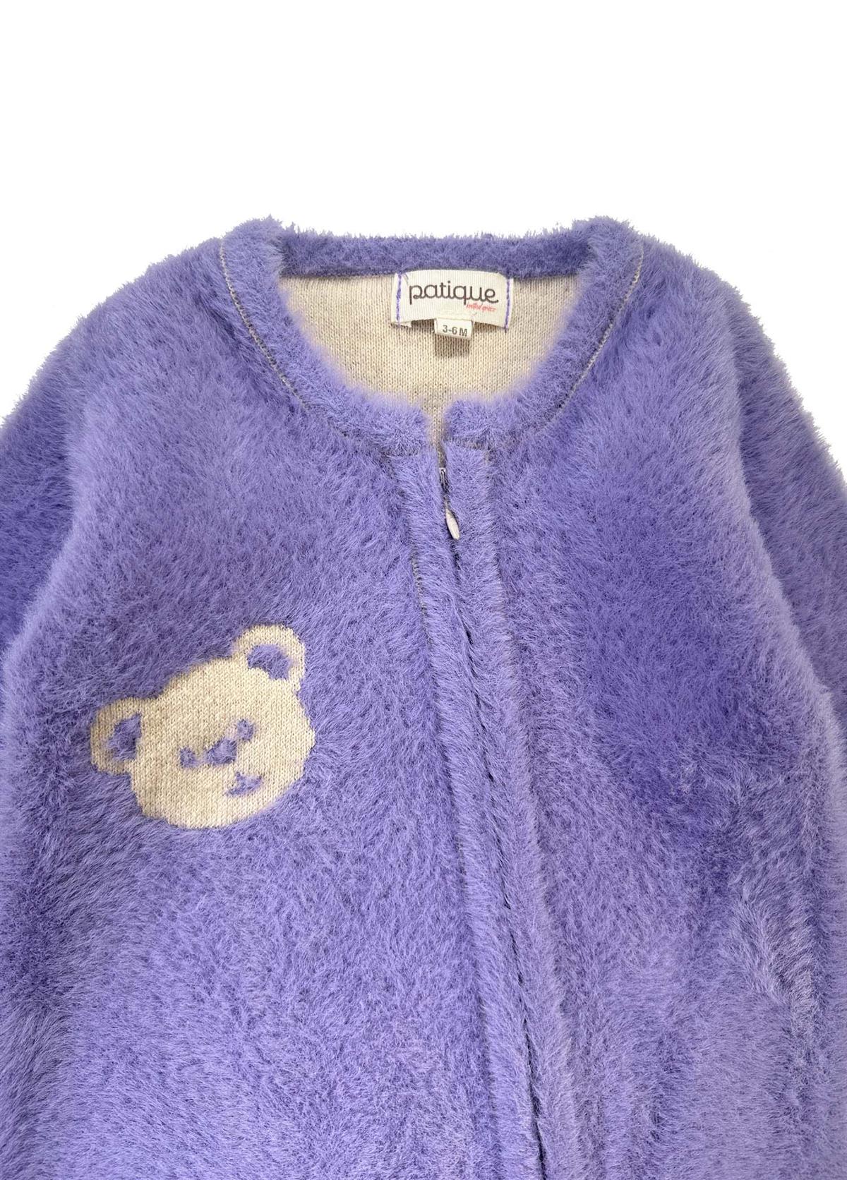 Lila Organik Pamuk Ayıcıklı Bebek Tulum