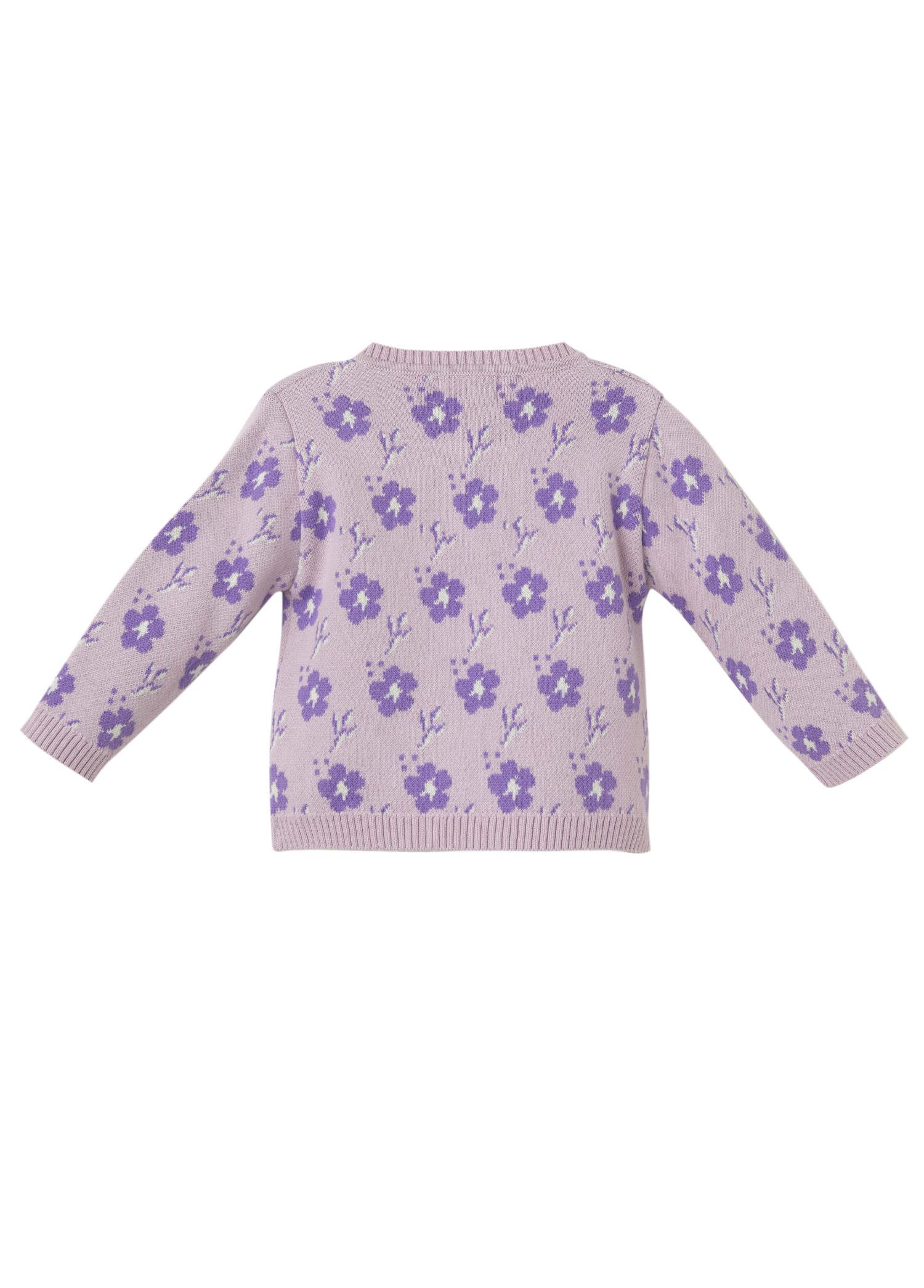 Lila Organik Pamuk Çiçek Düğmeli 2'li Takım