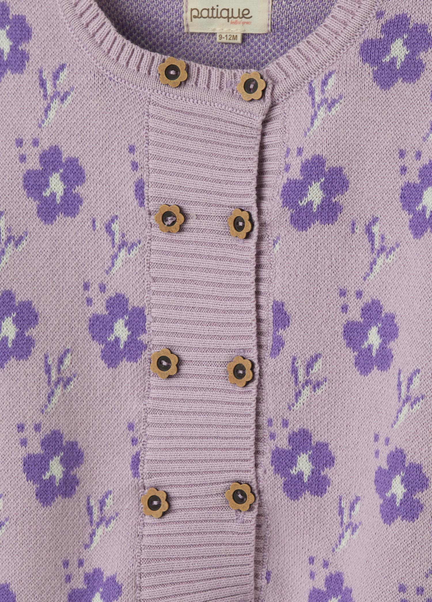 Lila Organik Pamuk Çiçek Düğmeli 2'li Takım