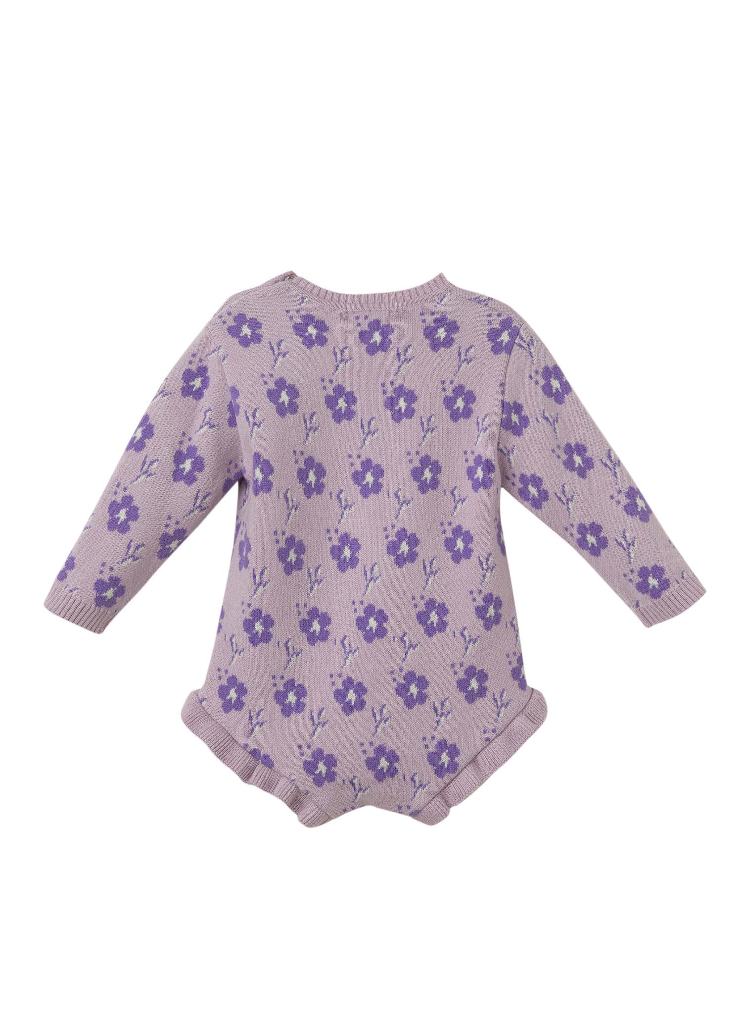 Lila Organik Pamuk Çiçekli Tulum Set