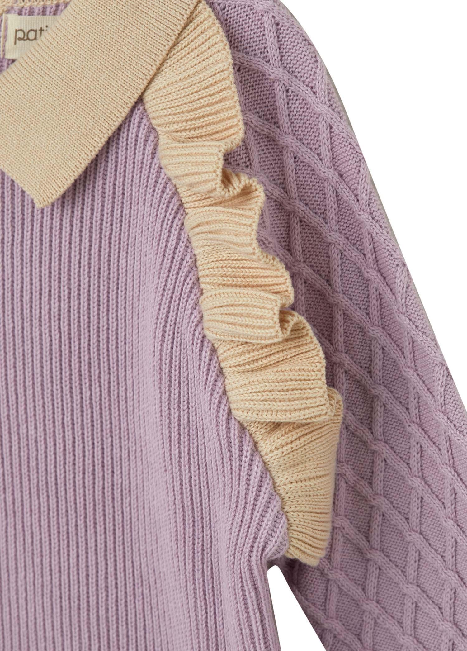 Lila Organik Pamuk Fırfırlı Elbise