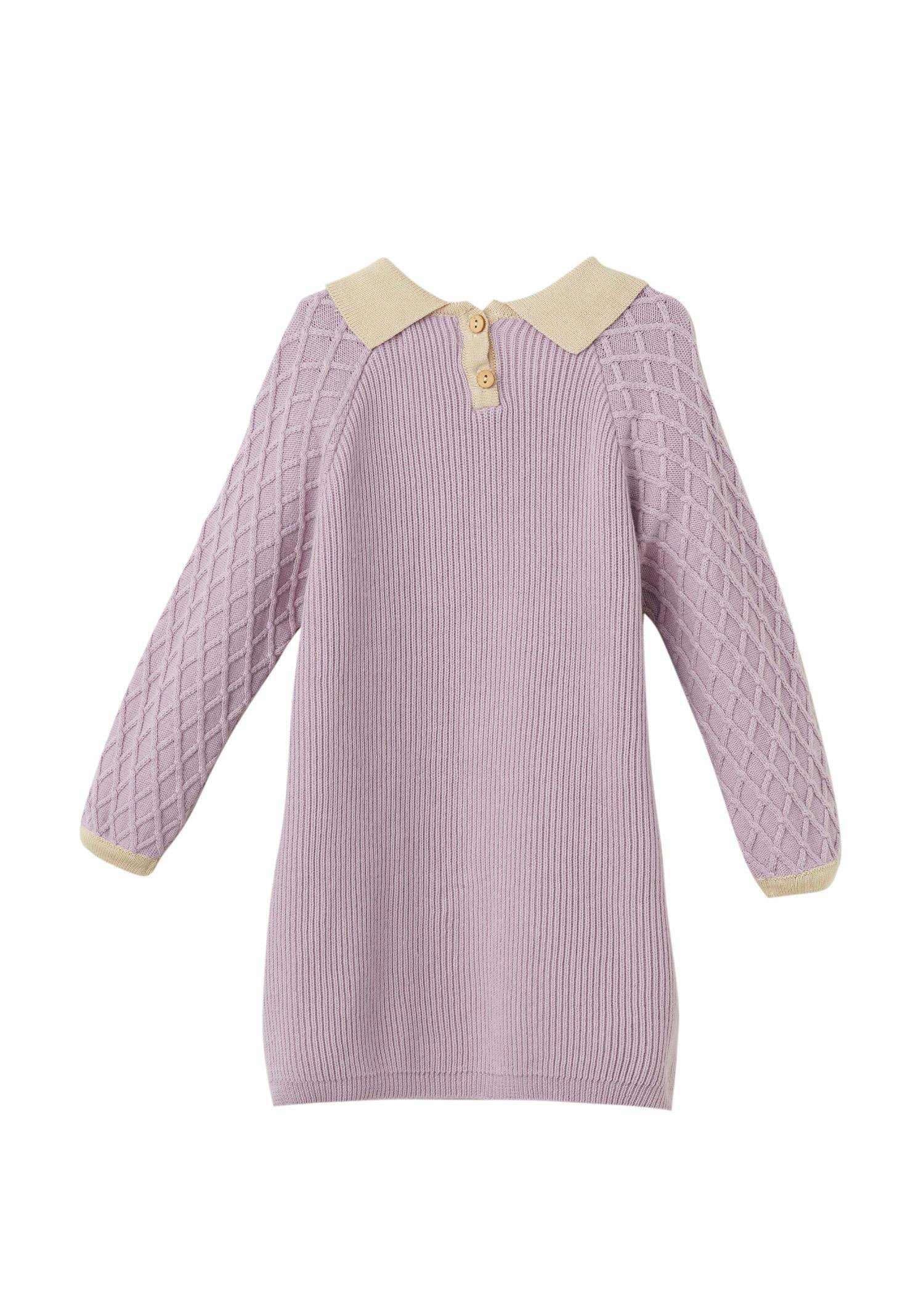 Lila Organik Pamuk Fırfırlı Elbise