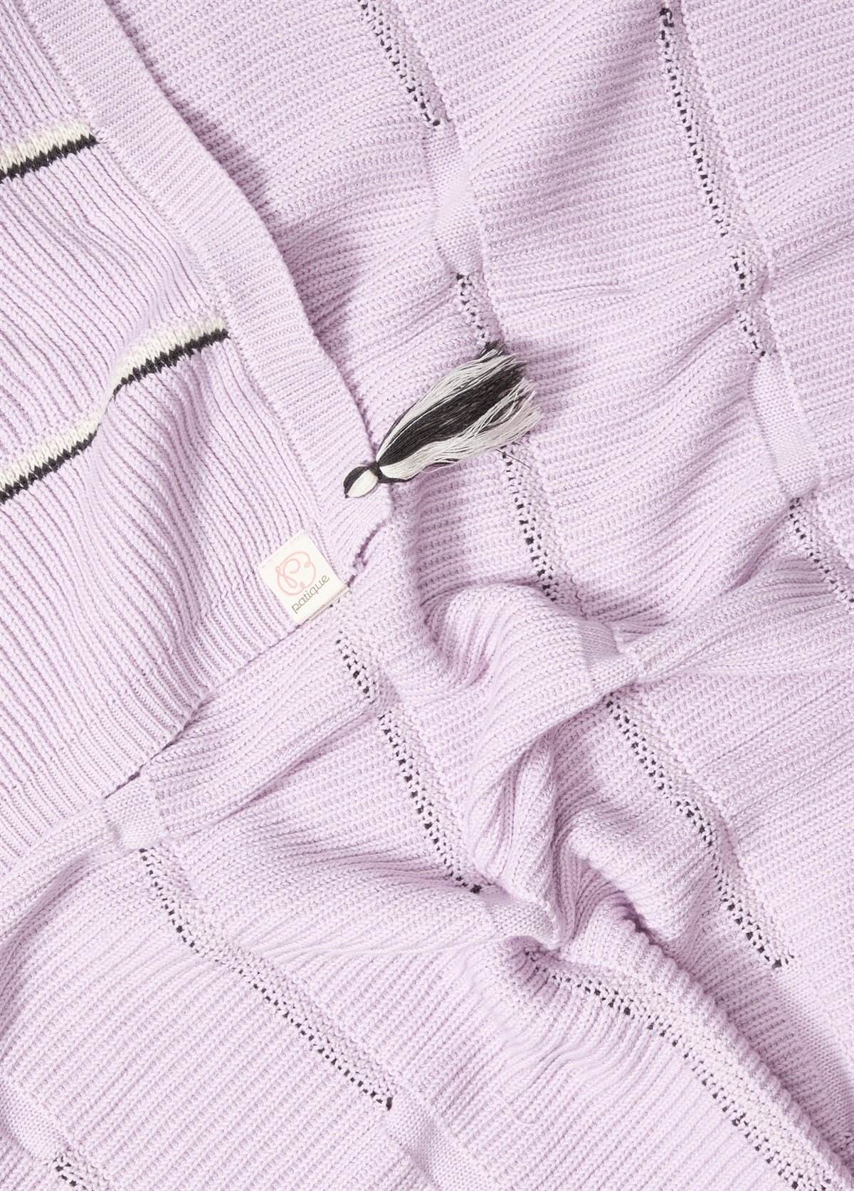 Lila Organik Pamuk Püsküllü Bebek Battaniyesi