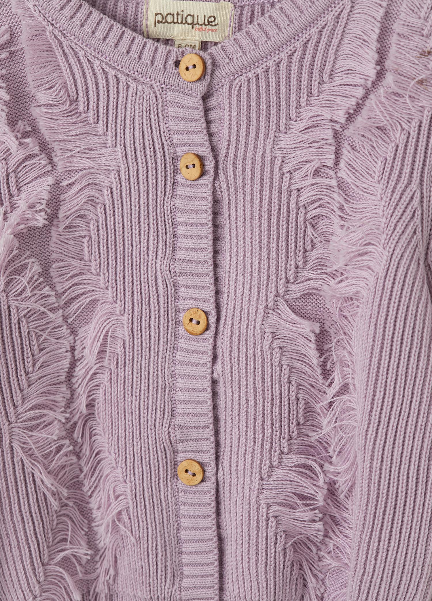 Lila Organik Pamuk Püsküllü Hırka