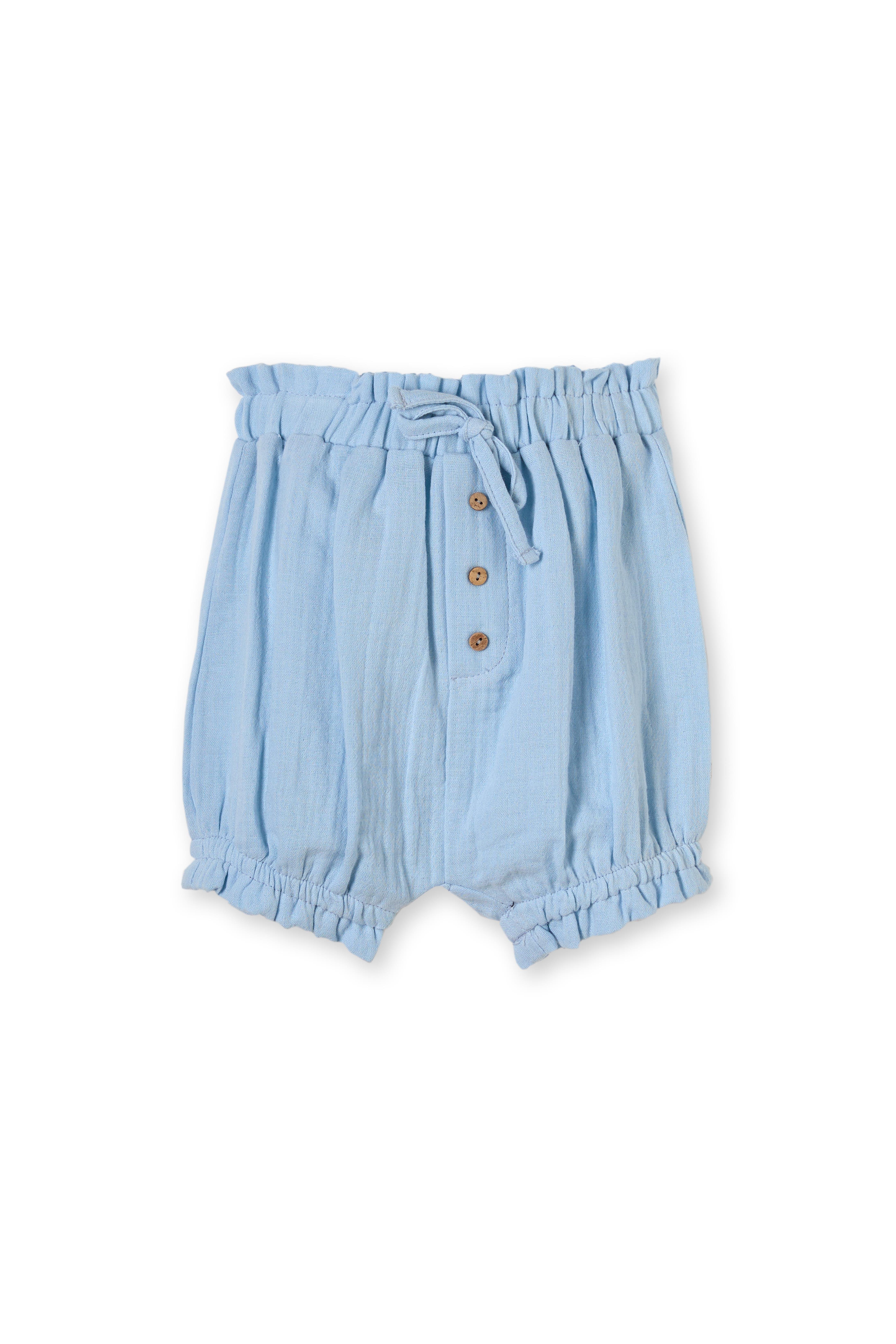 Mavi Organik Pamuklu Müslin Kumaşlı Çizgili 2'li Erkek Çocuk Takım