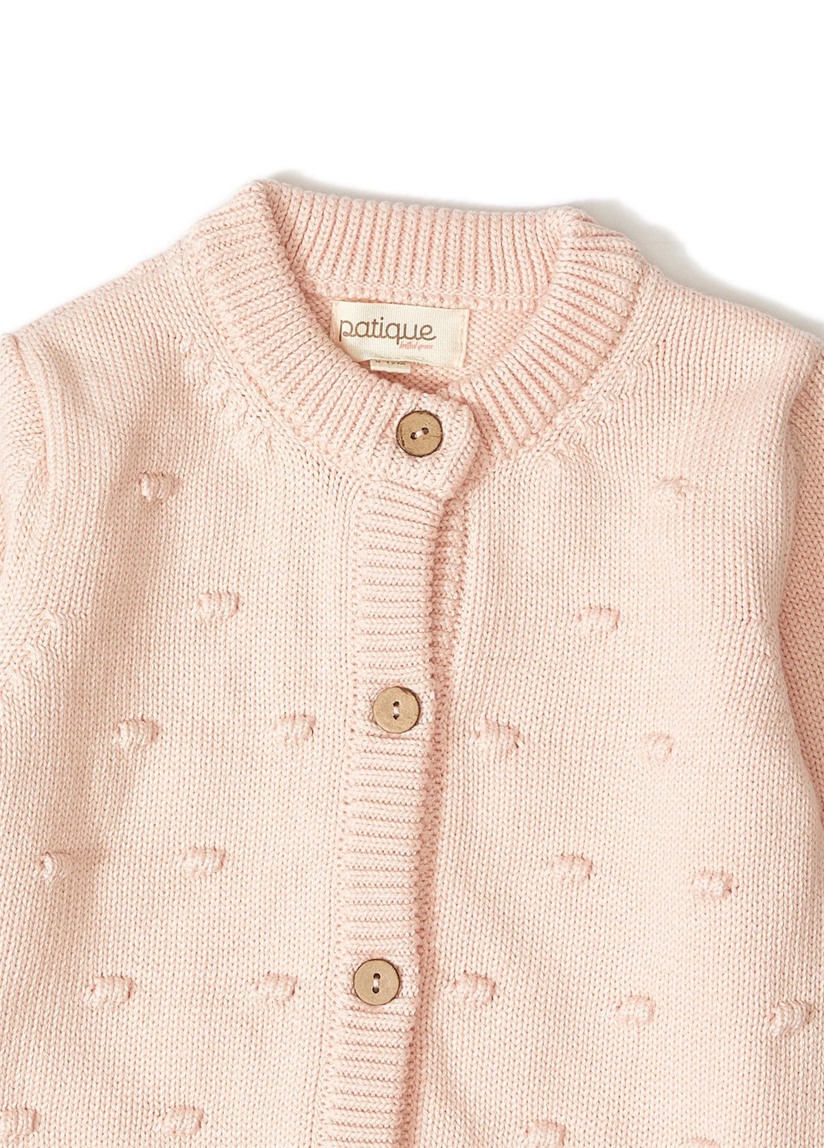 Pembe Baloncuk Desenli Organik Pamuk Triko Bebek Hırka