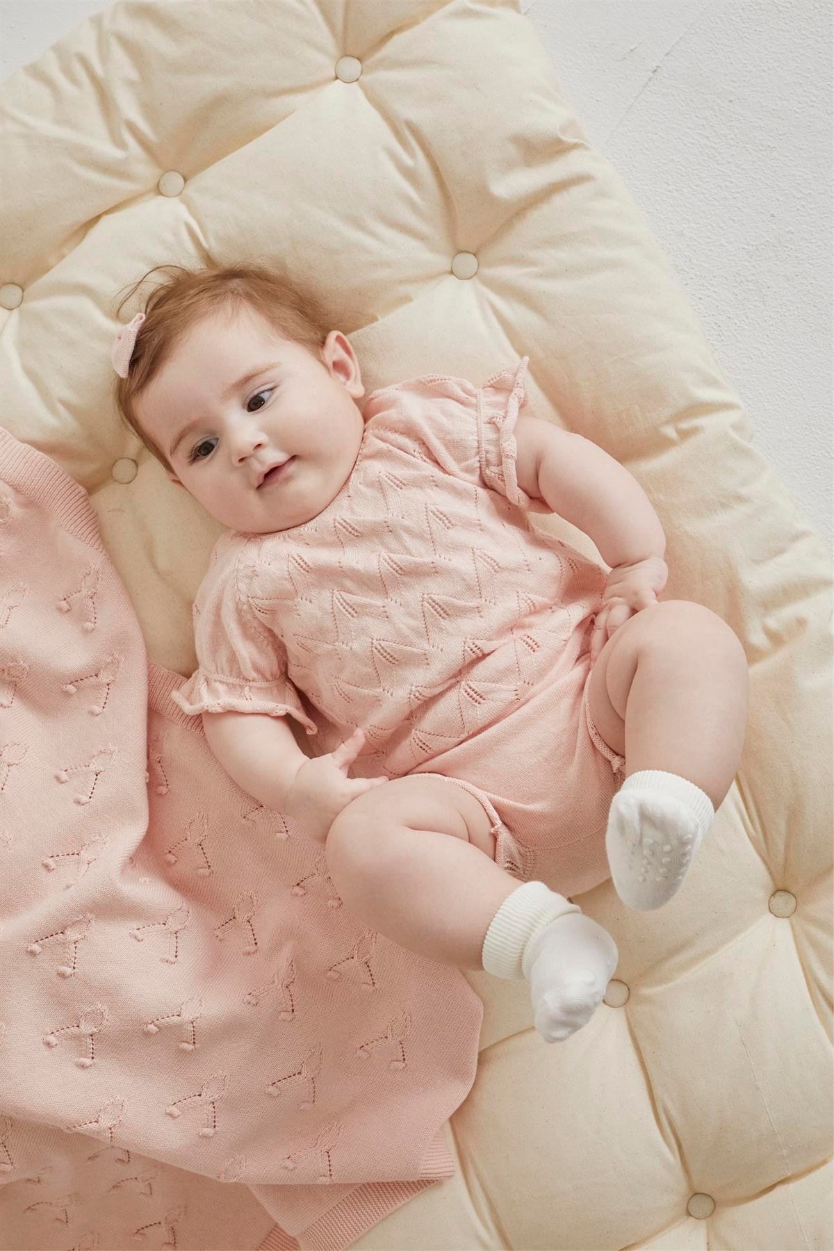 Pembe Bebek Organik Gipeli Ajurlu Takım