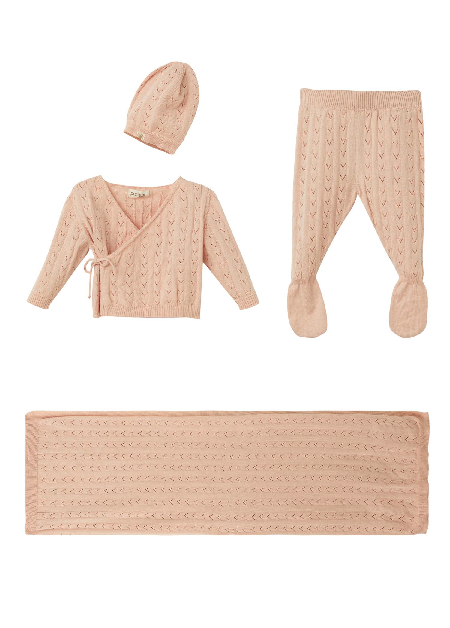 Pembe Organik Pamuk Bebek Hastane Çıkış Seti